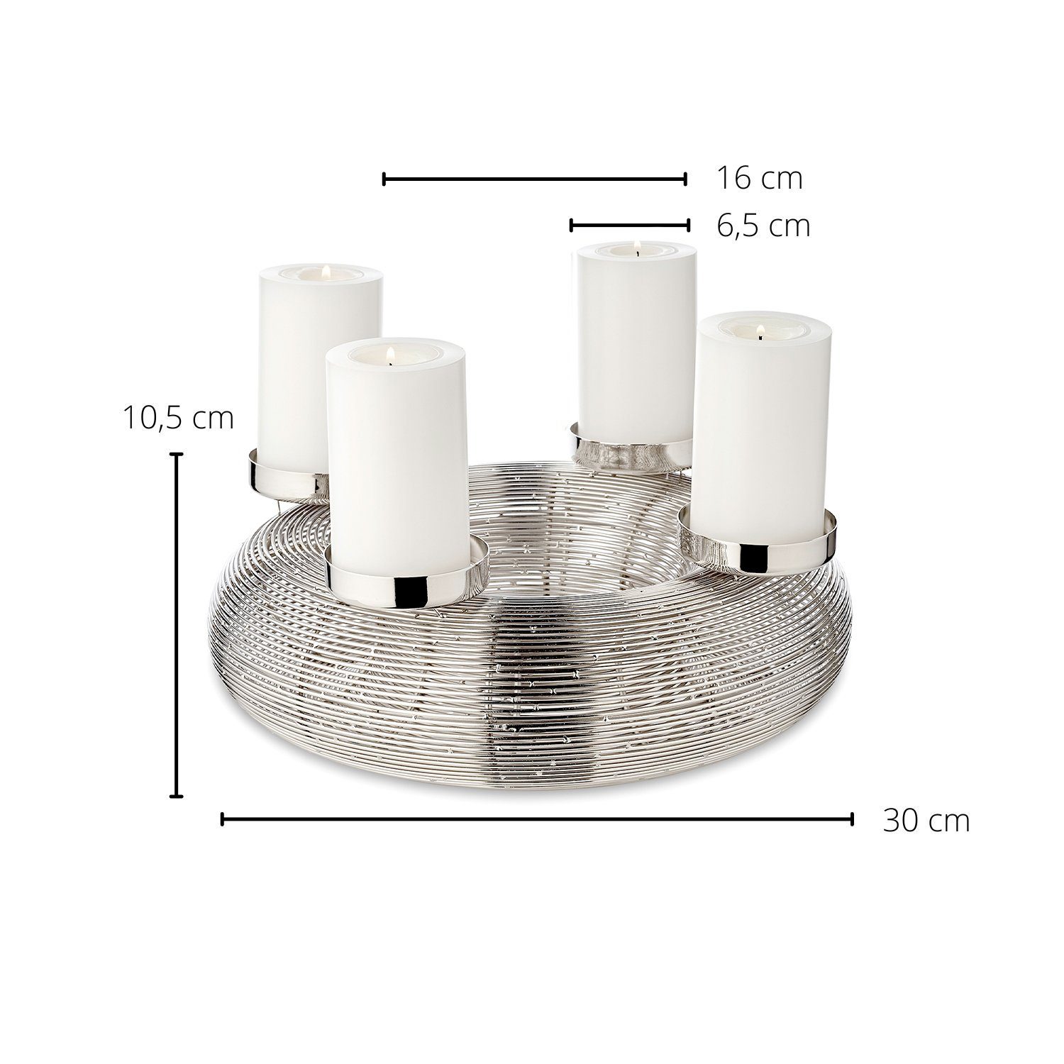 EDZARD Adventskranz Verona, Durchmesser Ø 30 cm, Silber-Optik, vernickelt