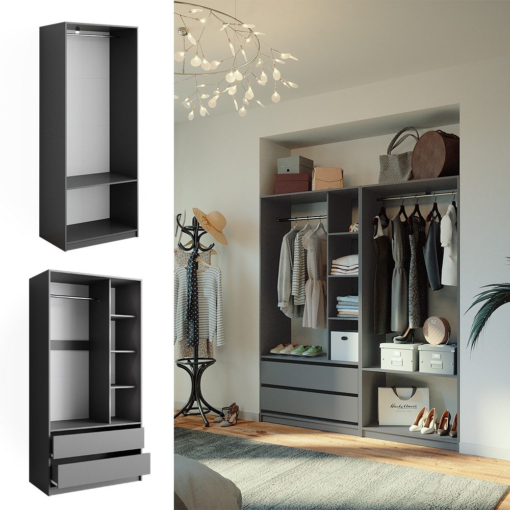 Vicco Kleiderschrank Elmo, Anthrazit, 100 x 200 cm 2er Set günstig online kaufen