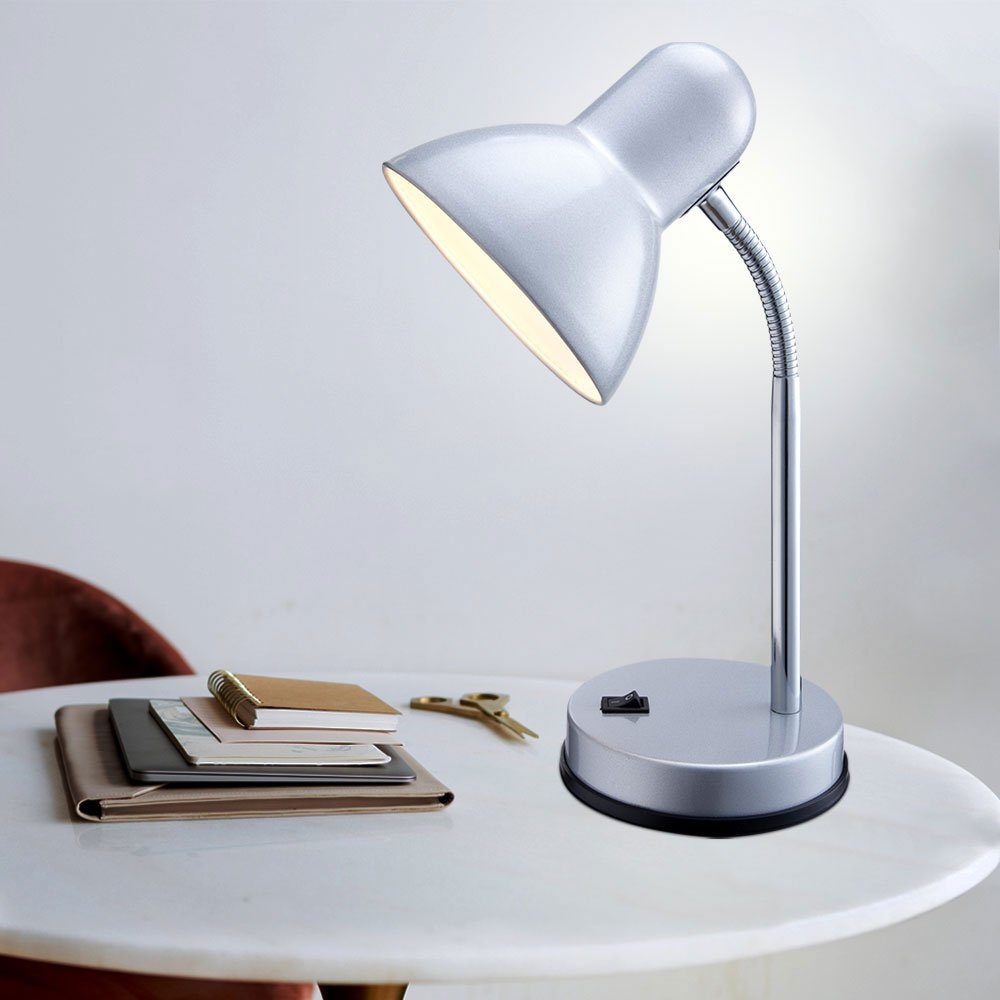 Kippschalter mit Leuchtmittel Tischlampe etc-shop inklusive, Schreibtischlampe, Schreibtischleuchte nicht silber