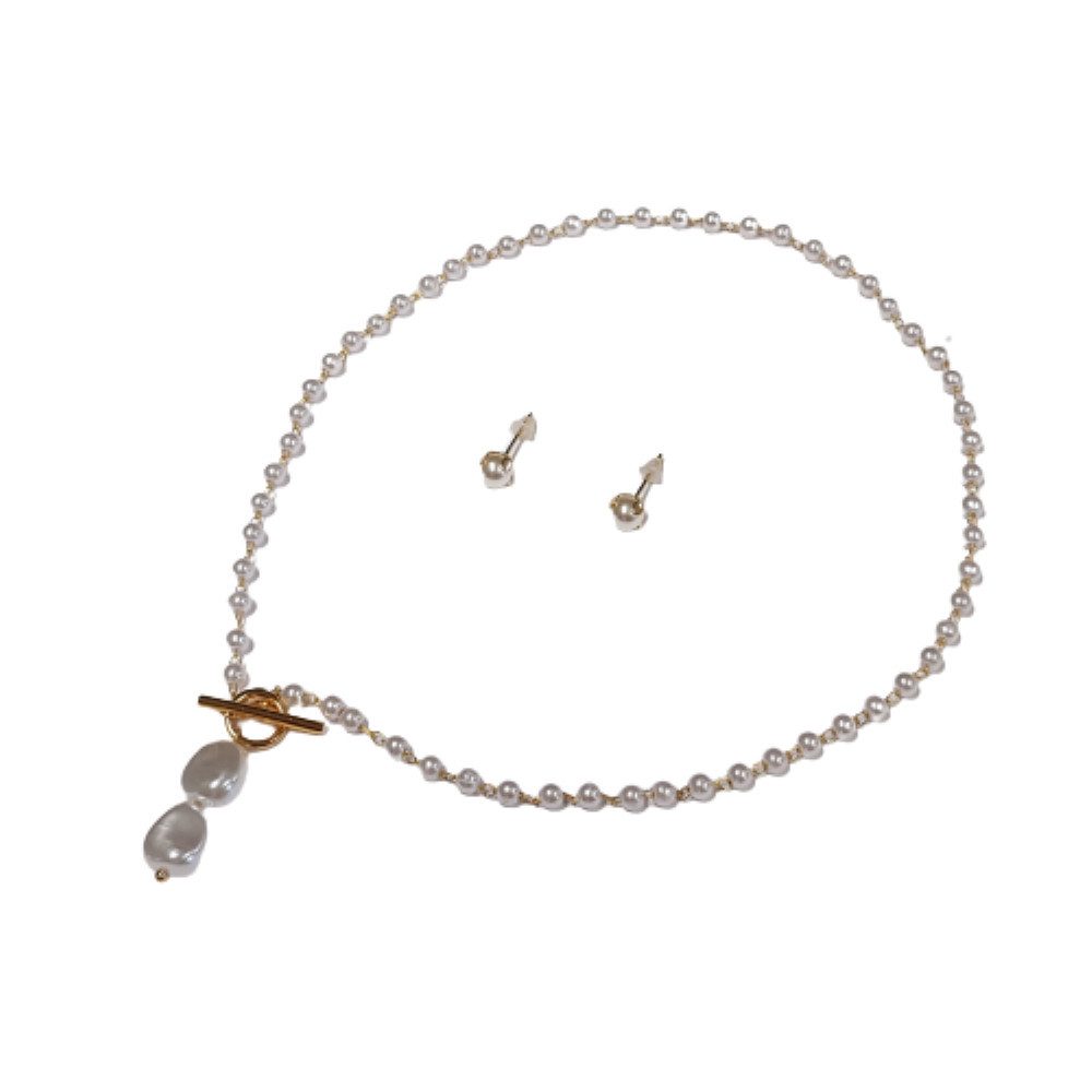 BUNGSA Schmuckset Schmuckset Boho-Perlen gold aus Edelstahl Damen (1-tlg), Geschenkset Damen