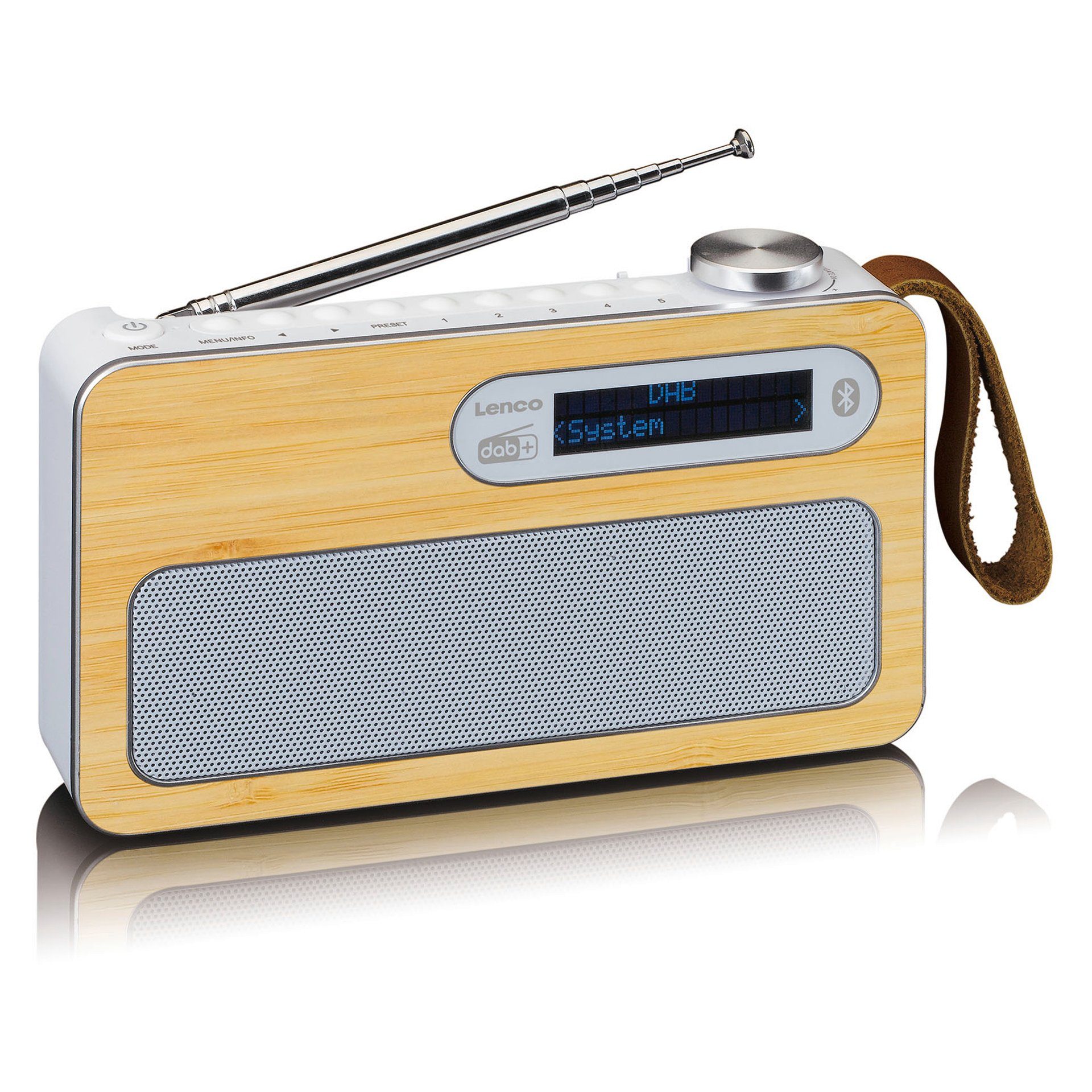 (DAB) Tragbares Lenco Digitalradio (DAB) (Digitalradio DAB+/ BT Radio mit Bambus-Weiß FM