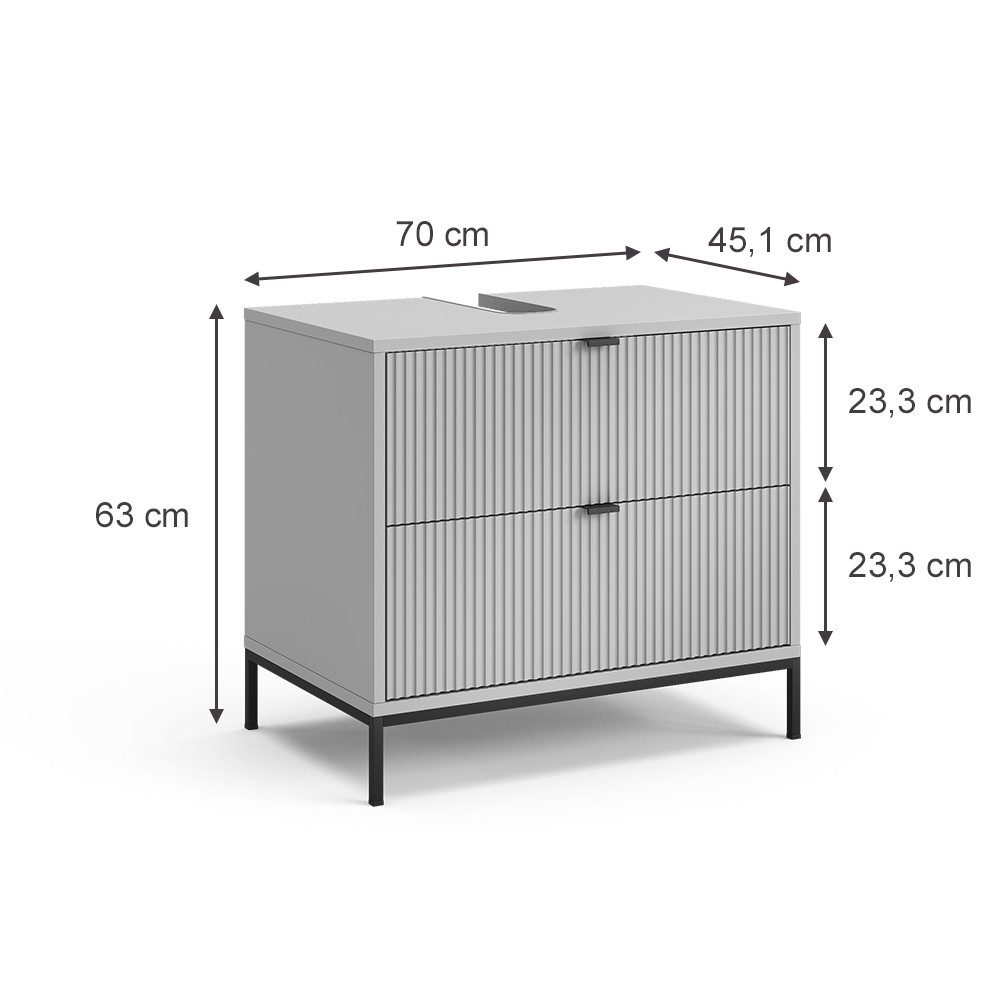 Vicco Waschbeckenunterschrank Eliza, Grau, 70 x 63 cm mit 2 ausziehbaren Sc günstig online kaufen