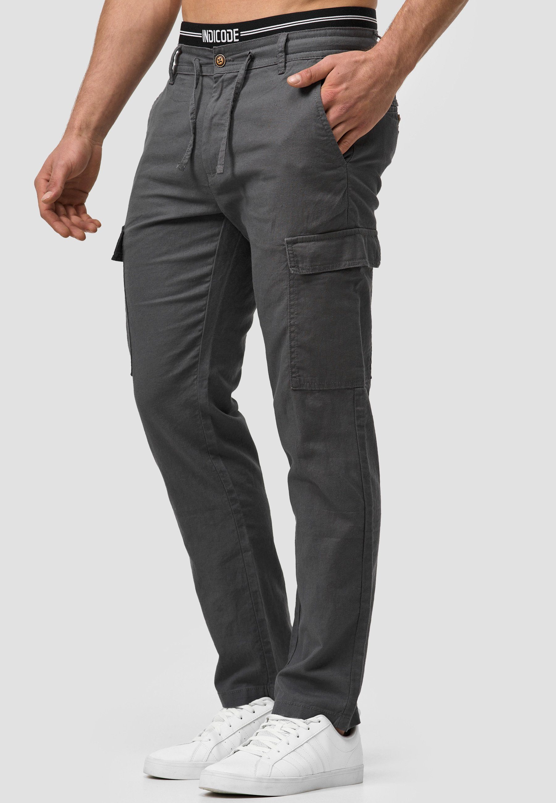 Indicode Leinenhose Herren Leonardo Sommerhose Leinen Herrenhose mit aufgesetzten Taschen