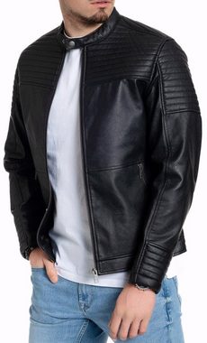 Jack & Jones Bikerjacke Lederjacke Smith gesteppt