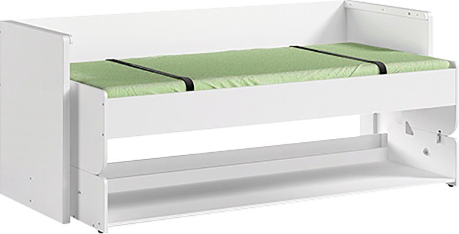 Vipack Einzelbett Denver 90/200, die 2 in 1 Lösung für das Kinderzimmer, viel Funktion (B/H/T ca. 216,5x146,5x109,5cm, Dekor weiß, schwenkbar zum Schreibtisch), mit großer Schreibplatte, ideal für kleine Räume