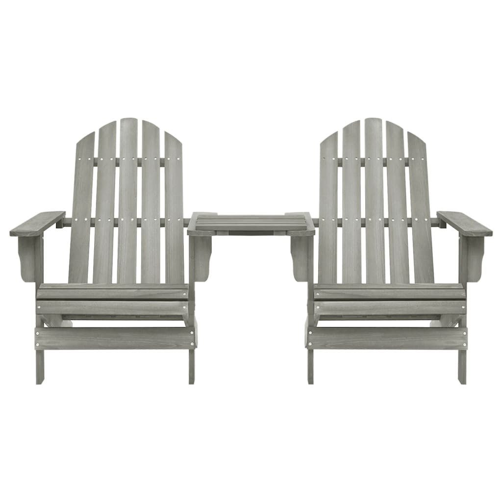 vidaXL Gartenstuhl Adirondack-Gartenstühle mit Tisch Massivholz Tanne Grau (1 St)