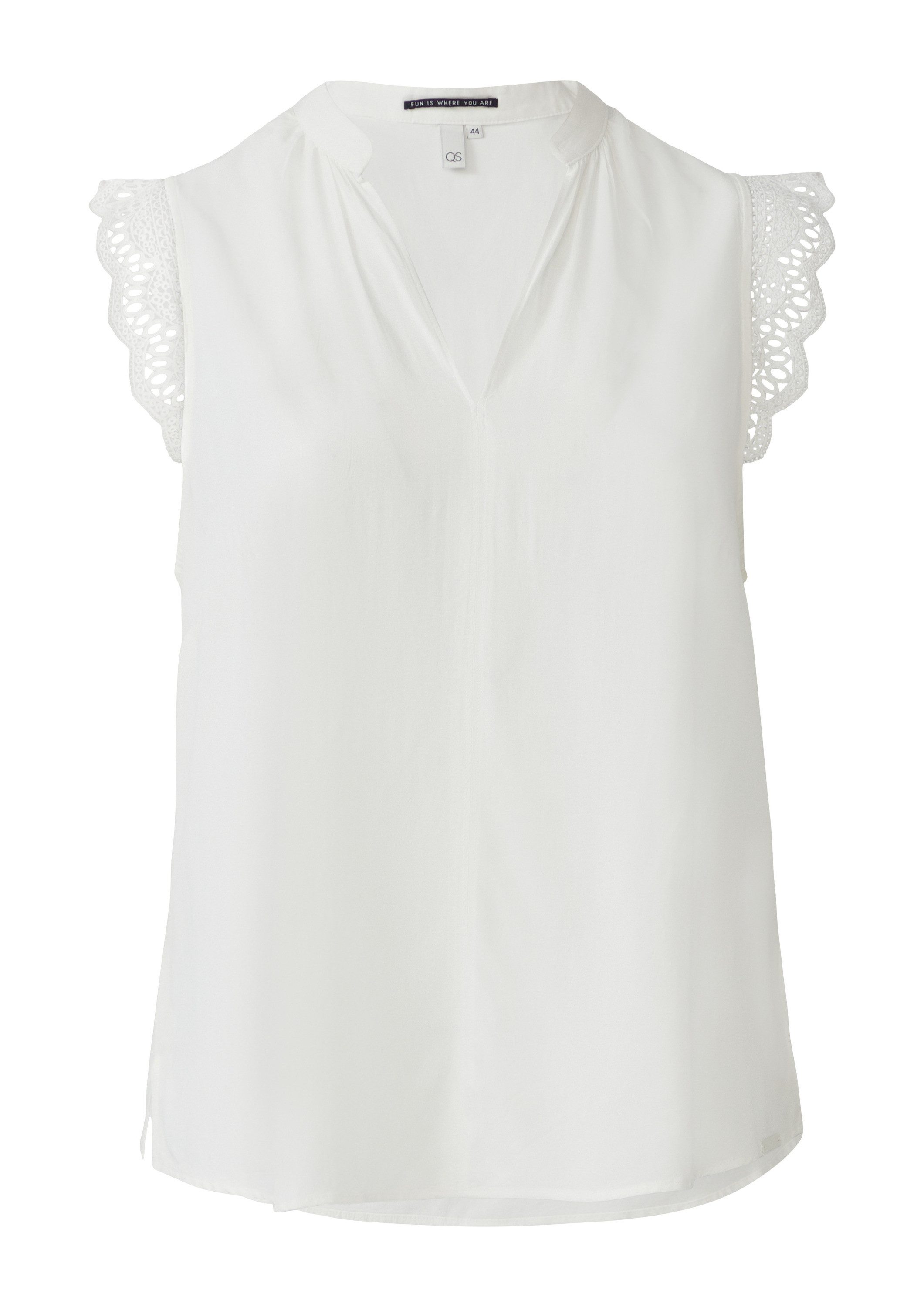 QS Blusentop Bluse Blusentop mit Spitzendetail günstig online kaufen