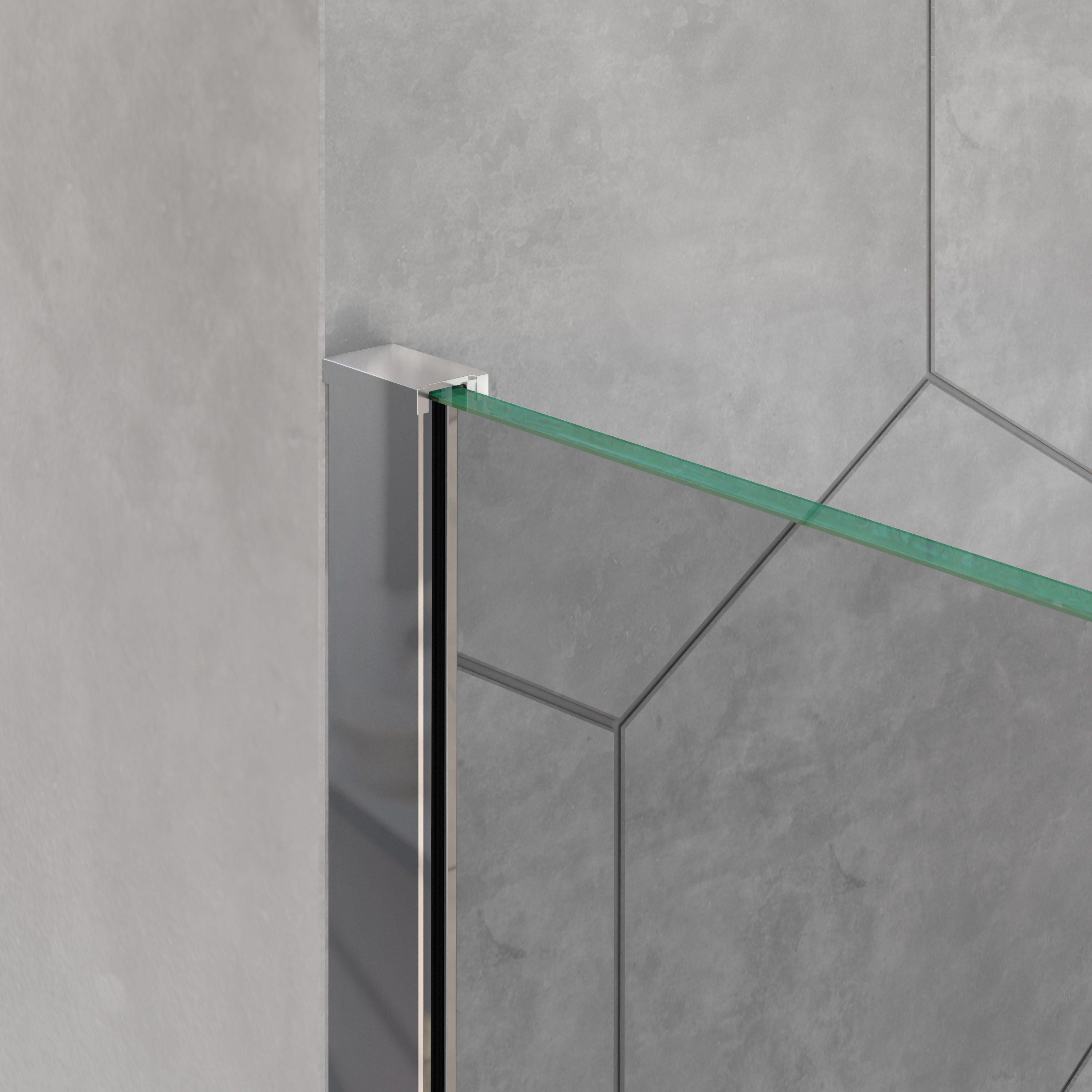 Bernstein Walk-in-Dusche EX101, Einscheibensicherheitsglas (ESG), (1 tlg), Klarglas, 10 mm, rahmenlos, Profil Chrom