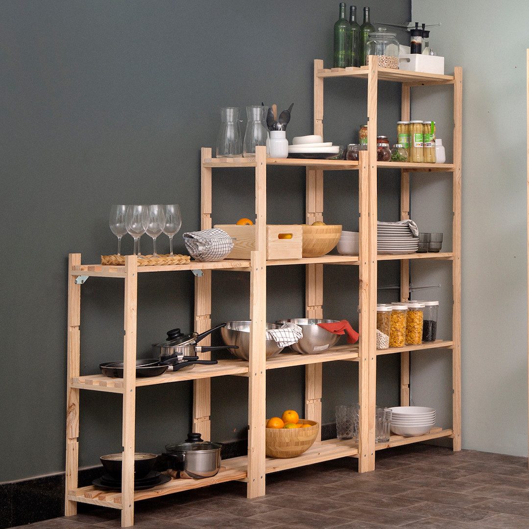 Astigarraga Kit Line Standregal Vorratsregal "Natura" mit 3 Etagen, Vollhol günstig online kaufen