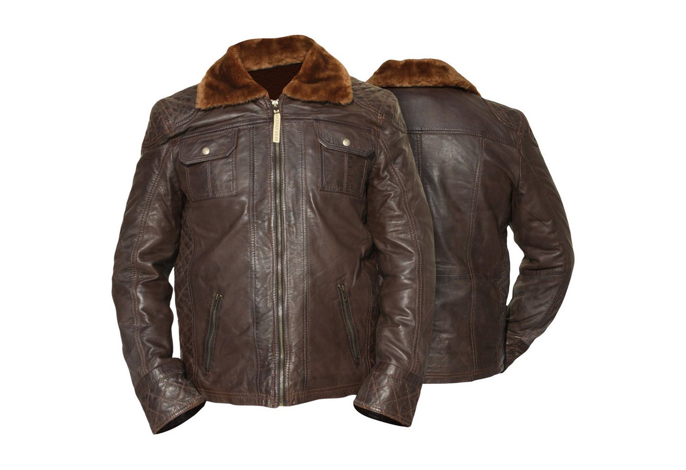 German Wear Lederjacke Trend 516J Lederjacke Jacke Lamm Nappa Leder dunkelbraun
