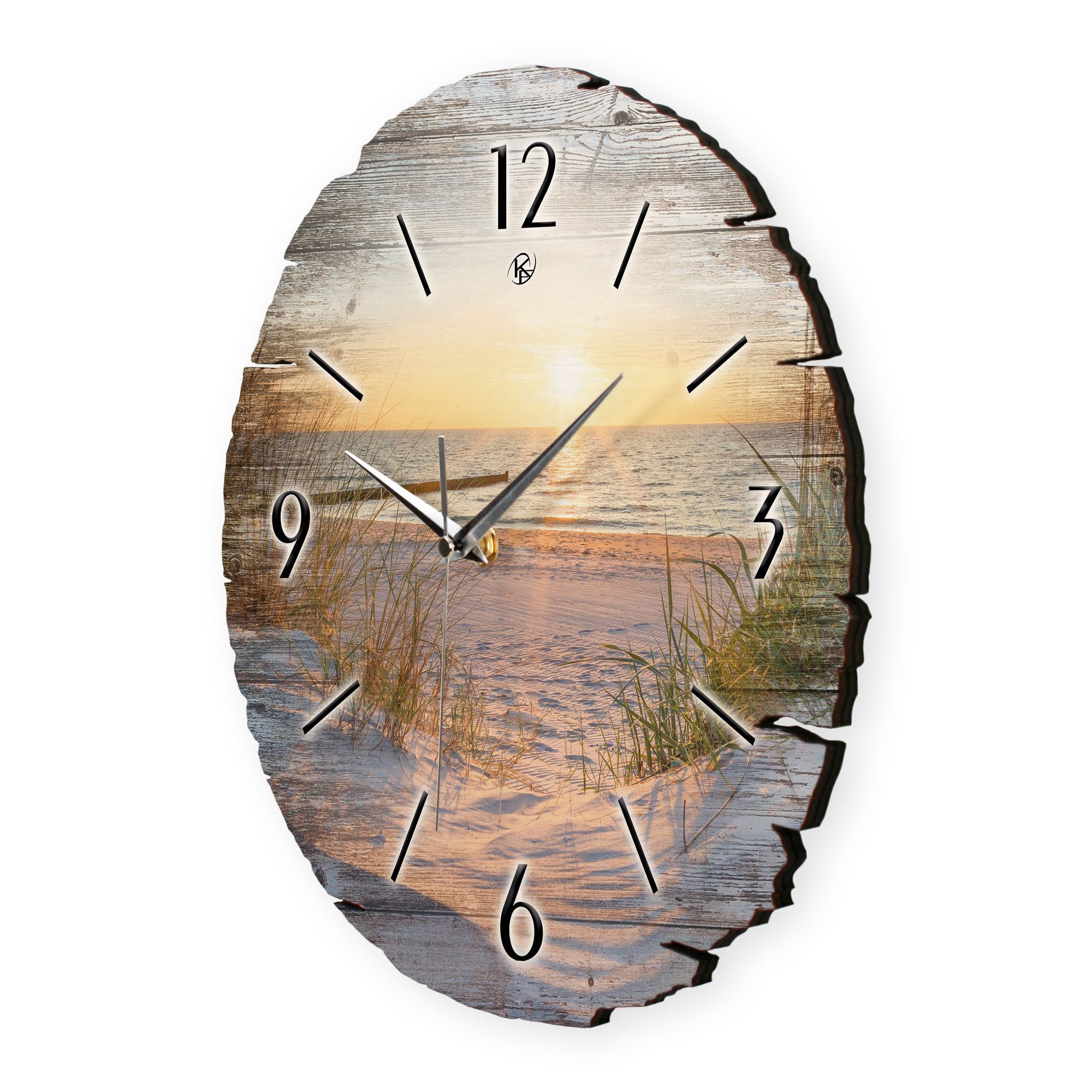 Kreative Feder Wanduhr Wanduhr "Strand" aus Naturholz (ohne Ticken, Funk- o günstig online kaufen