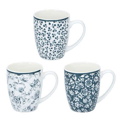 Neuetischkultur Tasse Kaffeebecher Blumenmuster 3er-Set, Porzellan, Tassen Porzellan