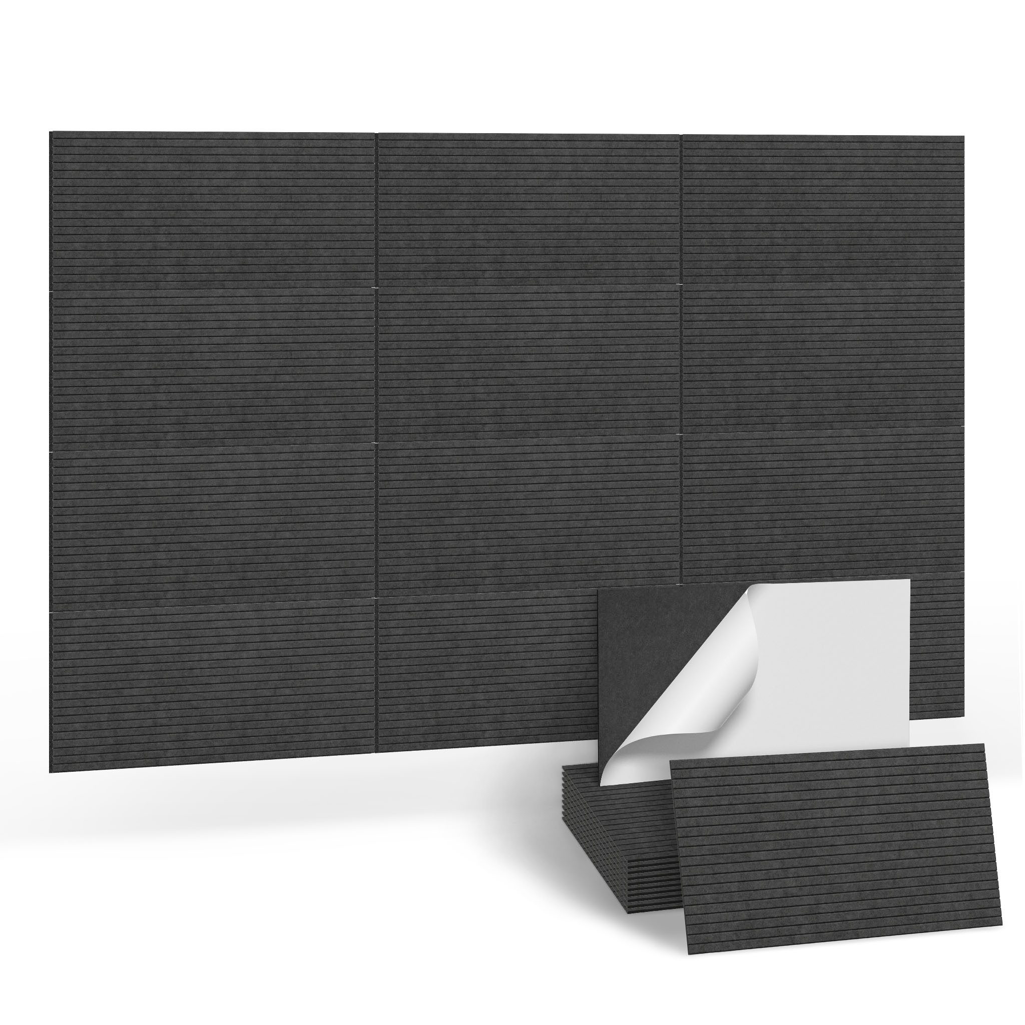 FIVMEN Wandpaneel Akustikpaneele Wand Selbstklebend Schalldämmung 4er/set, (4-tlg) Schwarz/Weiß/Hellgrau 120x60cm Polyesterfaser Langer Streifen