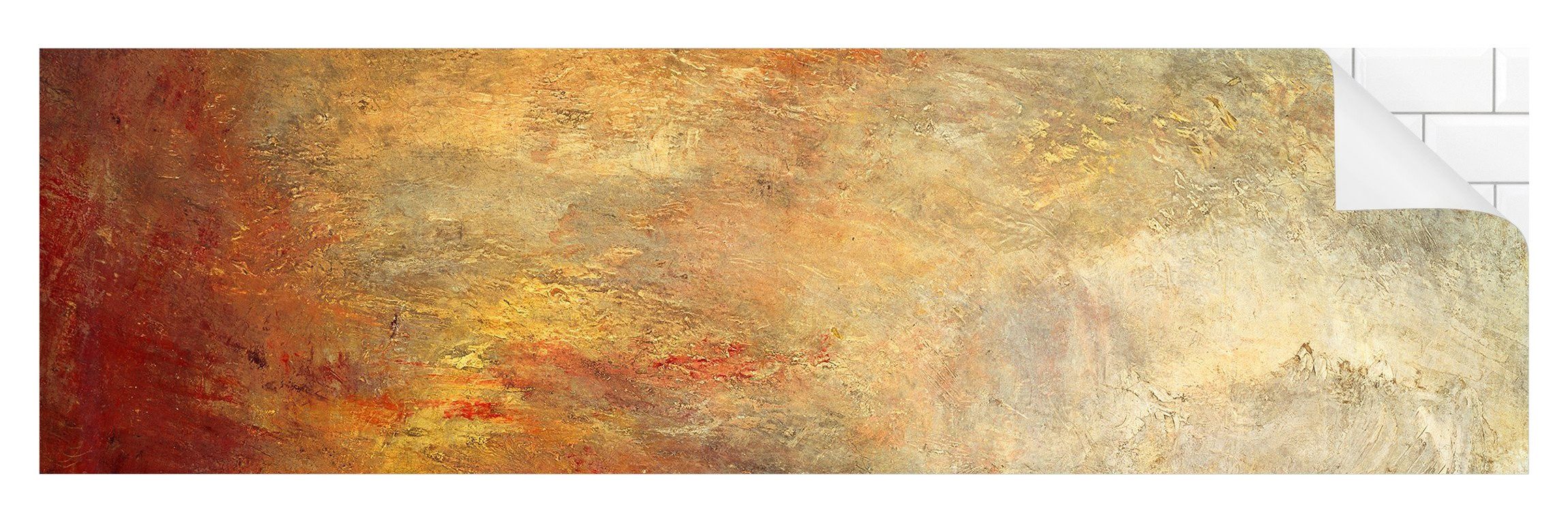 Bilderdepot24 Küchenrückwand orange dekor Abstrakt Kunst Natur Vintage Turner Sonnenuntergang See, (1-tlg., Nischenrückwand - für Fliesenspiegel ohne Bohren - matt), Spritzschutz Rückwand Küche Herd - Folie selbstklebend versch. Größen