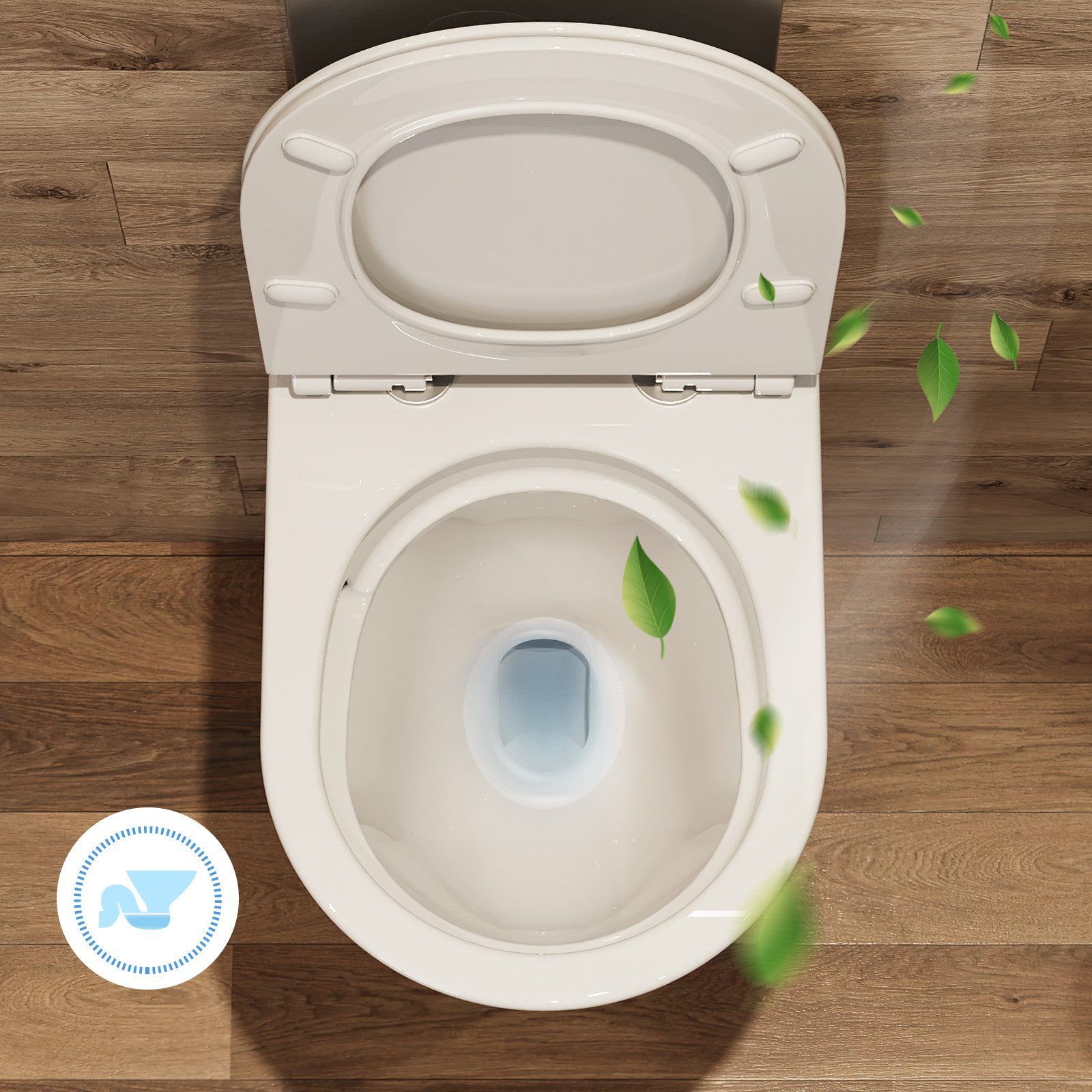 HOROW Tiefspül-WC spülrandlose Hänge WC Toilette, wandhängend, Abgang WC, Set, Schwarz Matt Spülrandlos Wand-WC mit WC-Sitz Absenkautomatik