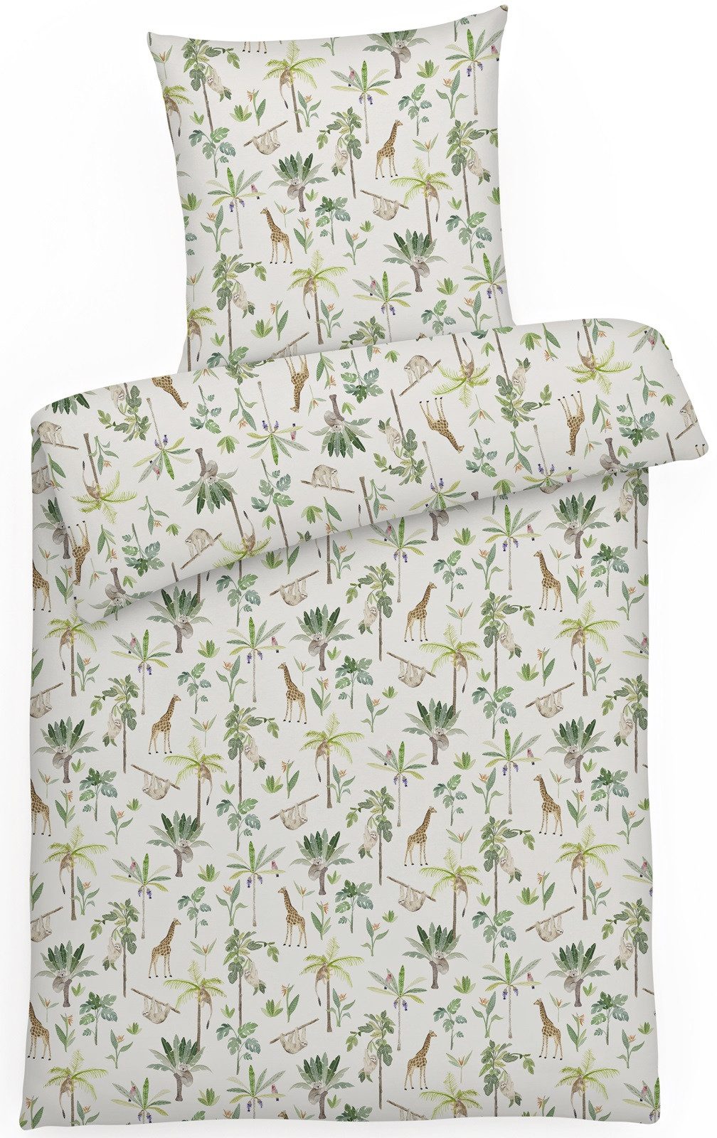 Bettwäsche Mako Satin Bettwäsche 135x200 Afrika Tiere Baumwolle MADE IN GERMANY