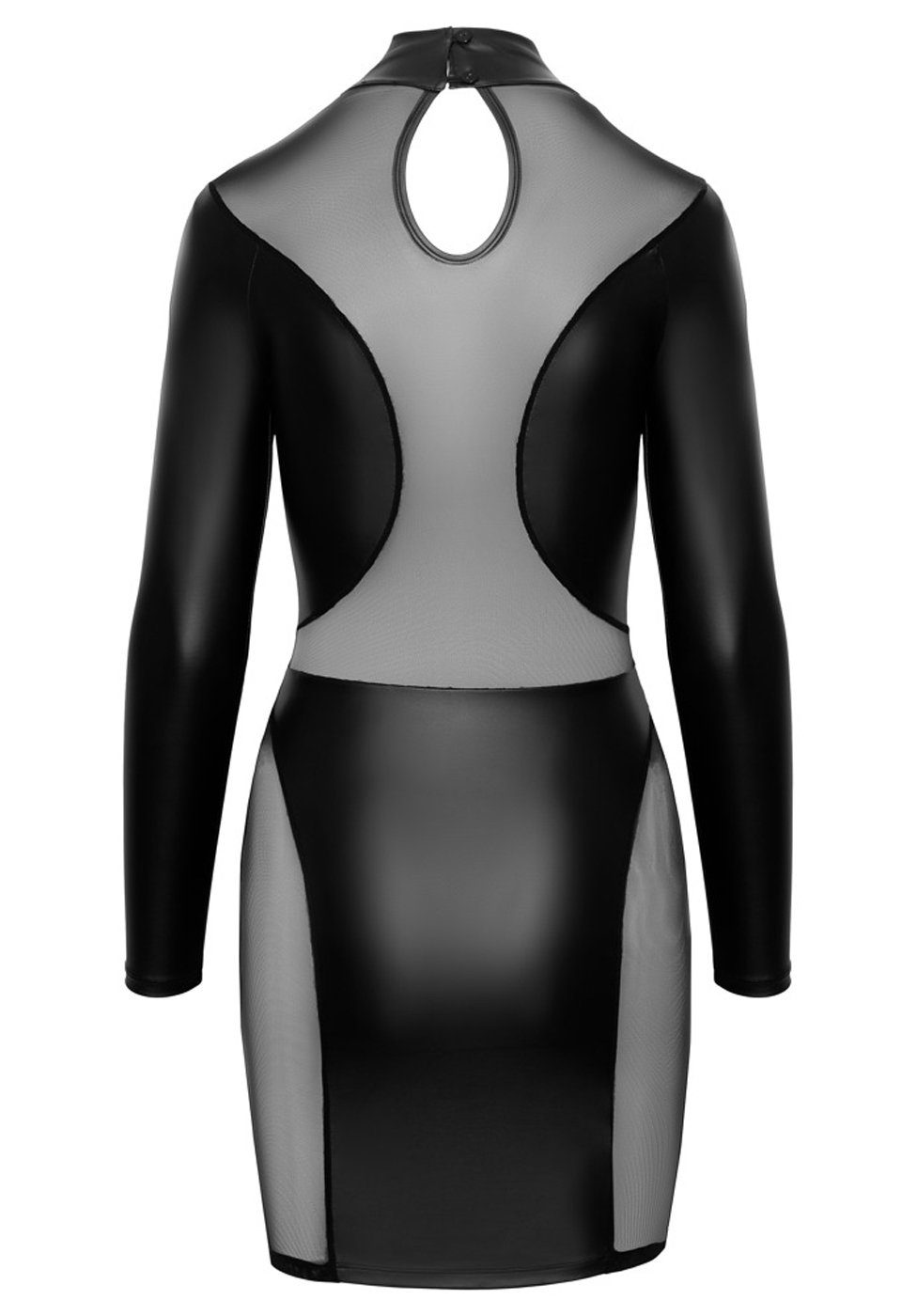 Cottelli Collection Minikleid Wetlook-Kleid transparent - schwarz (1-tlg) Mattlook und Powernet im raffinierten Mix