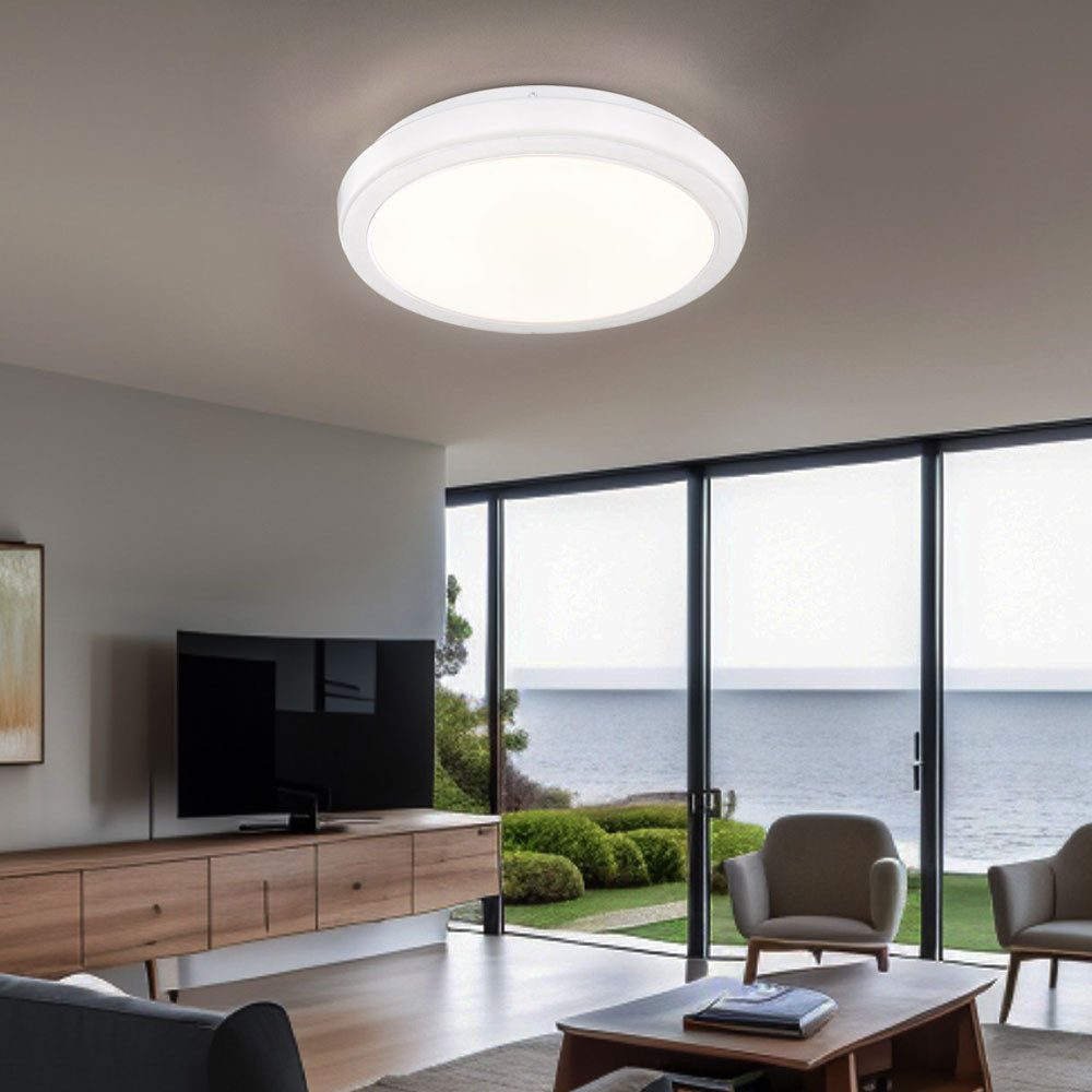 GLOBO LIGHTING LED Deckenleuchte, Leuchtmittel inklusive, Warmweiß, Deckenleuchte Deckenlampe Wohnzimmerleuchte LED weiß rund Schlafzimmer
