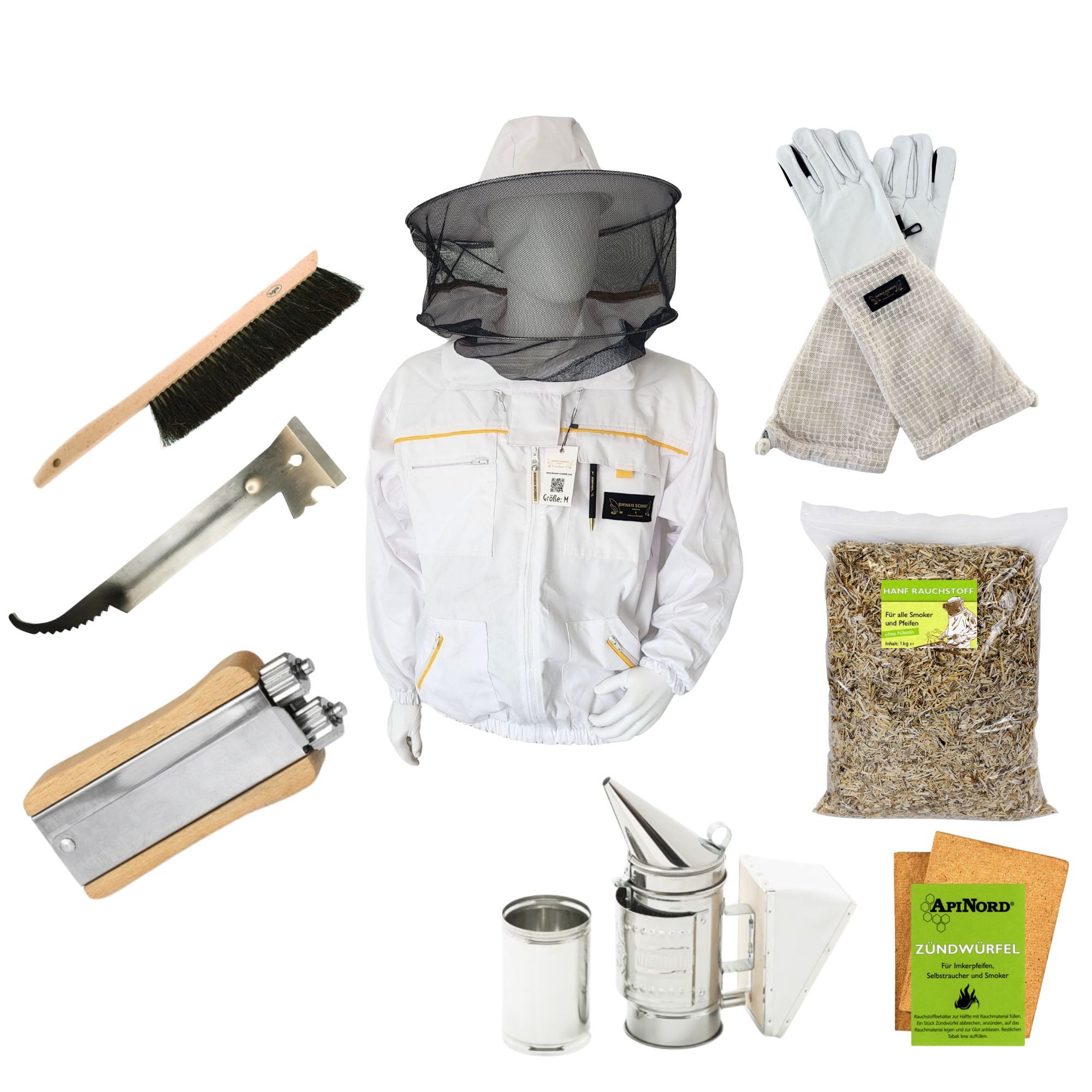 Bienenbeute Imker Profi Set M Imkerset mit Werkzeug, Jacke und Handschuhen