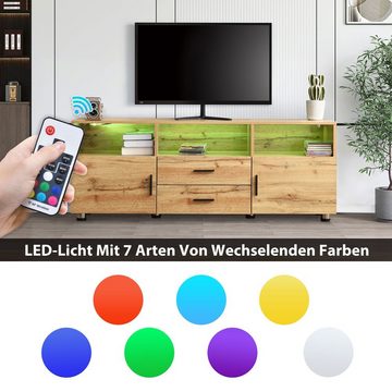 Fangqi TV-Schrank variable LED-Leuchten, verstellbare Füße, zwei Farboptionen 138 x 33,5 x 52,5 cm