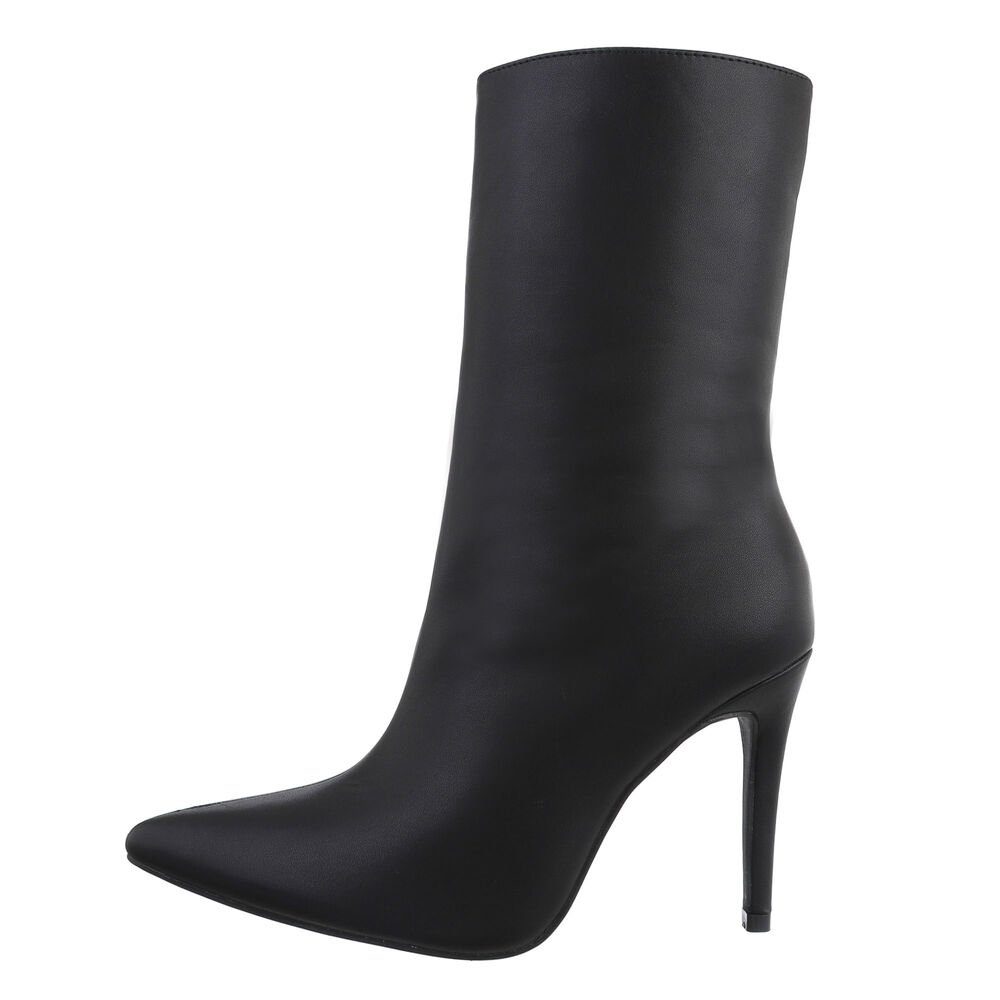 Ital-Design Damen Abendschuhe Elegant High-Heel-Stiefelette Pfennig-/Stilettoabsatz High-Heel Чоботиetten in Schwarz