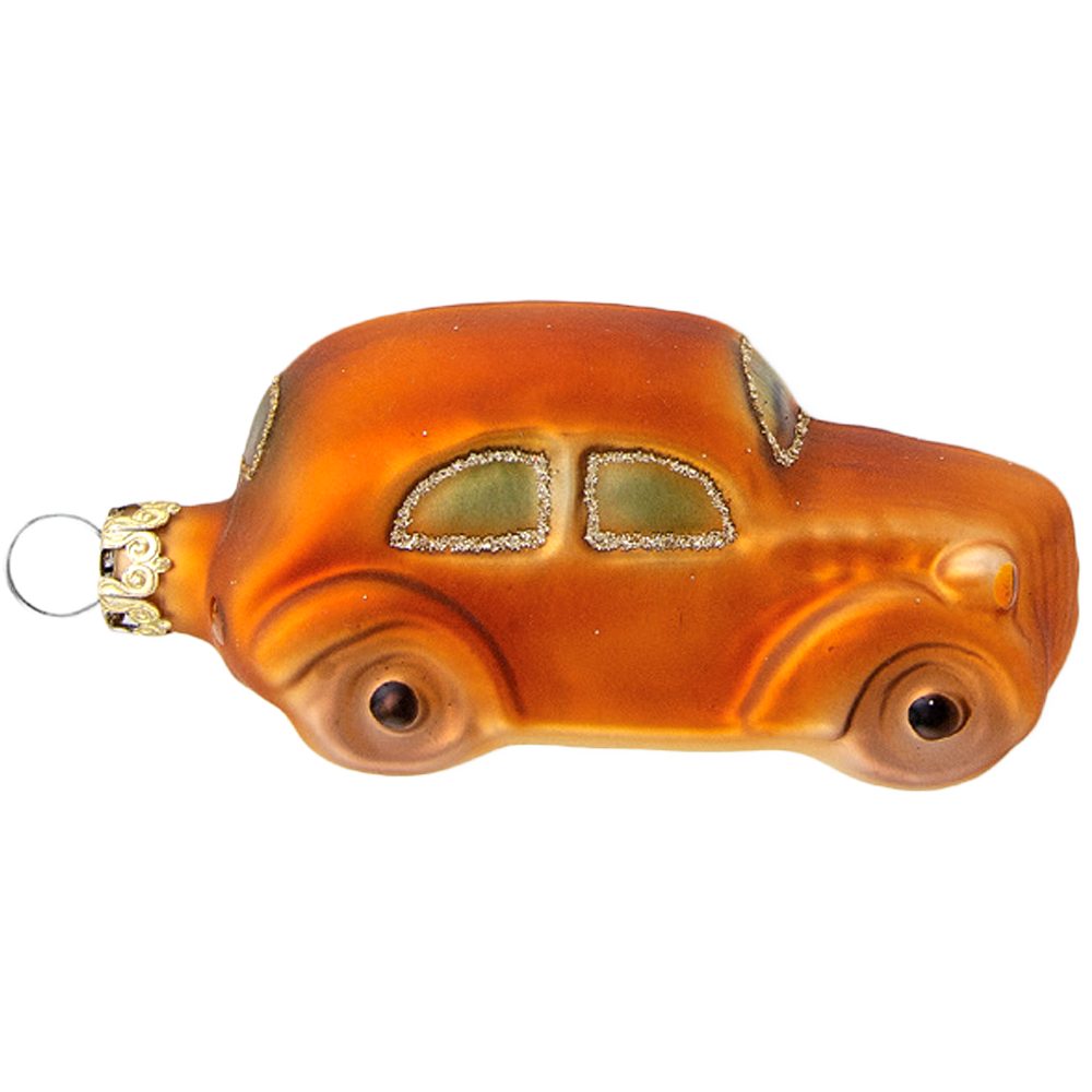 handbemalt Auto kleines orange Christbaumschmuck mundgeblasen, Glasdesign Thüringer (1-tlg),