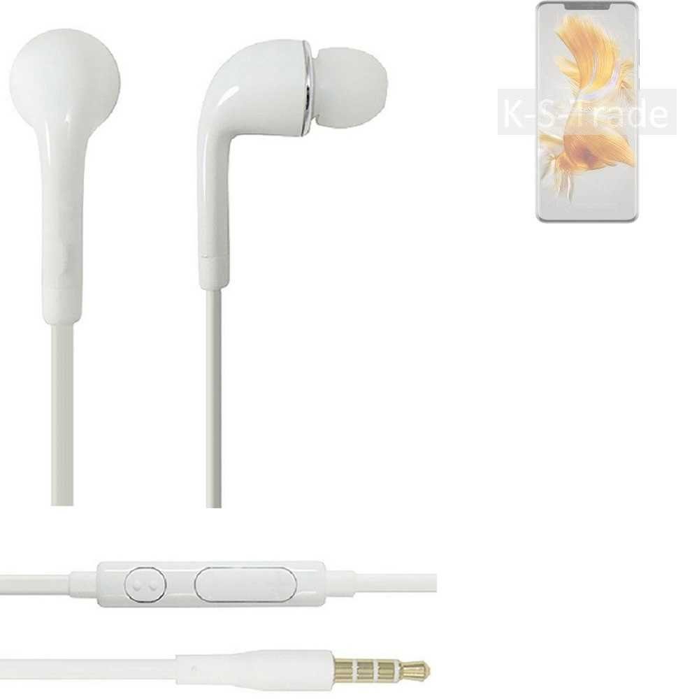 K-S-Trade für Huawei Mate 50 Pro In-Ear-Kopfhörer (Kopfhörer Headset mit Mikrofon u Lautstärkeregler weiß 3,5mm) | In-Ear-Kopfhörer