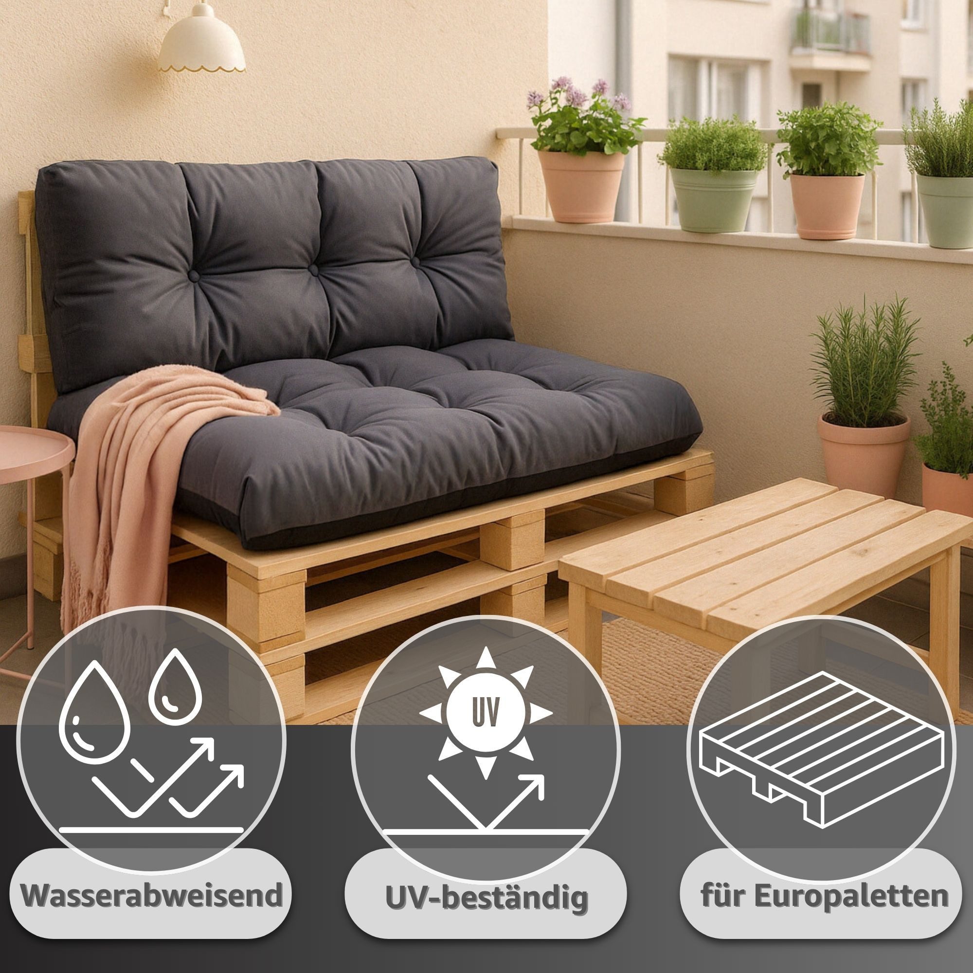 Amazinggirl Palettenkissen Outdoor Kissen Auflagen für Paletten Europaletten und Palettensofa