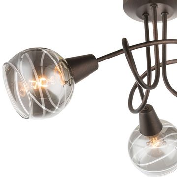 Globo LED Deckenleuchte, Leuchtmittel inklusive, Warmweiß, LED Decken Lampe Leuchte Beleuchtung Metall Bronze Glas Wohn Ess