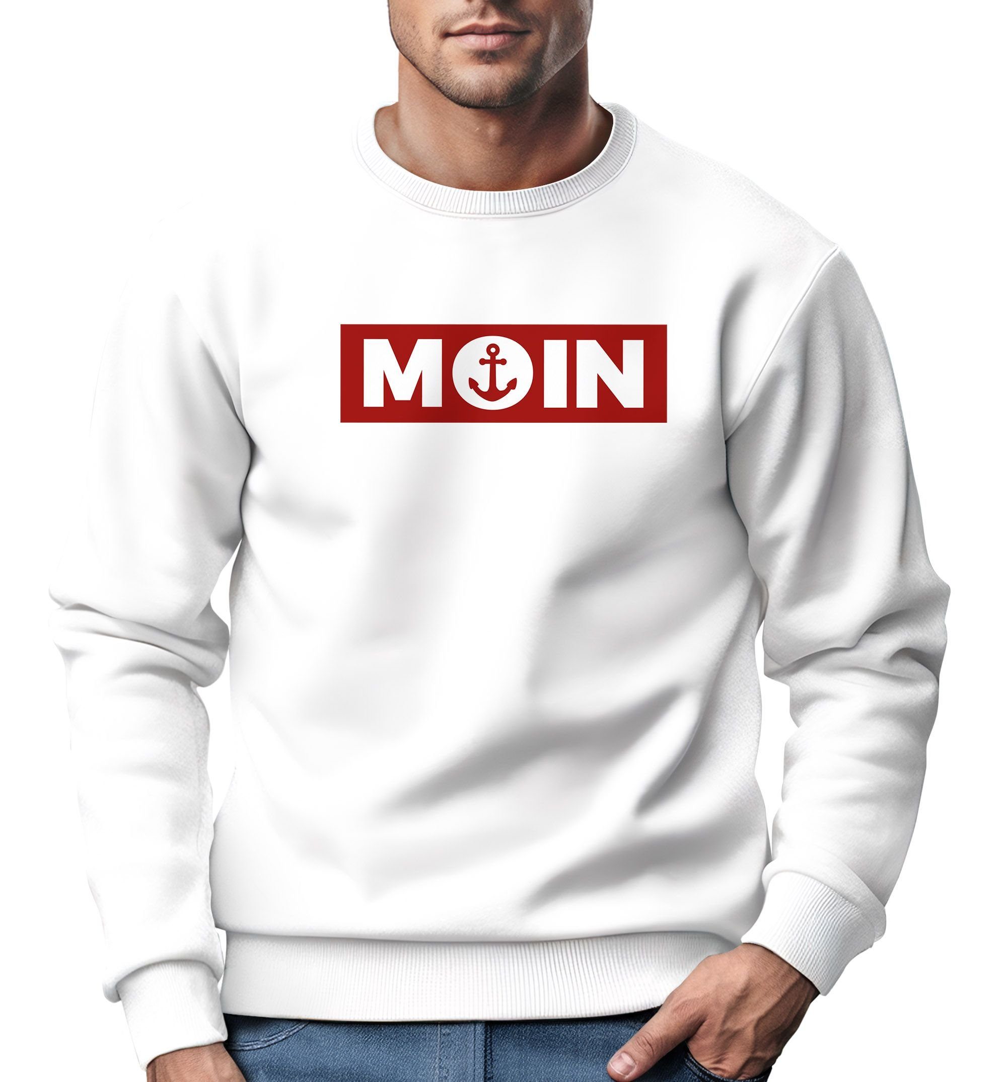 Neverless Sweatshirt Sweatshirt Herren Moin norddeutsch Morgen Anker Rundhals-Pullover