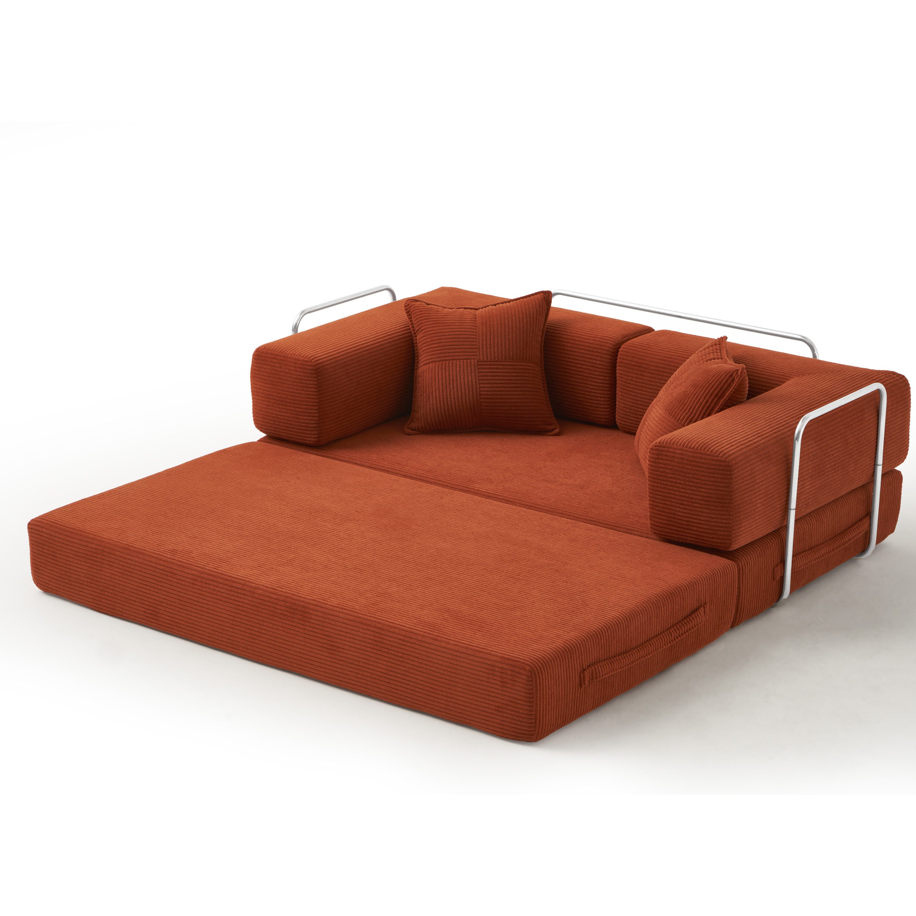 Vipbear Sofa 5-in-1 Wandelsofa aus Cord, Modulares Bodensofa, 1 Teile, montagefrei, Orange