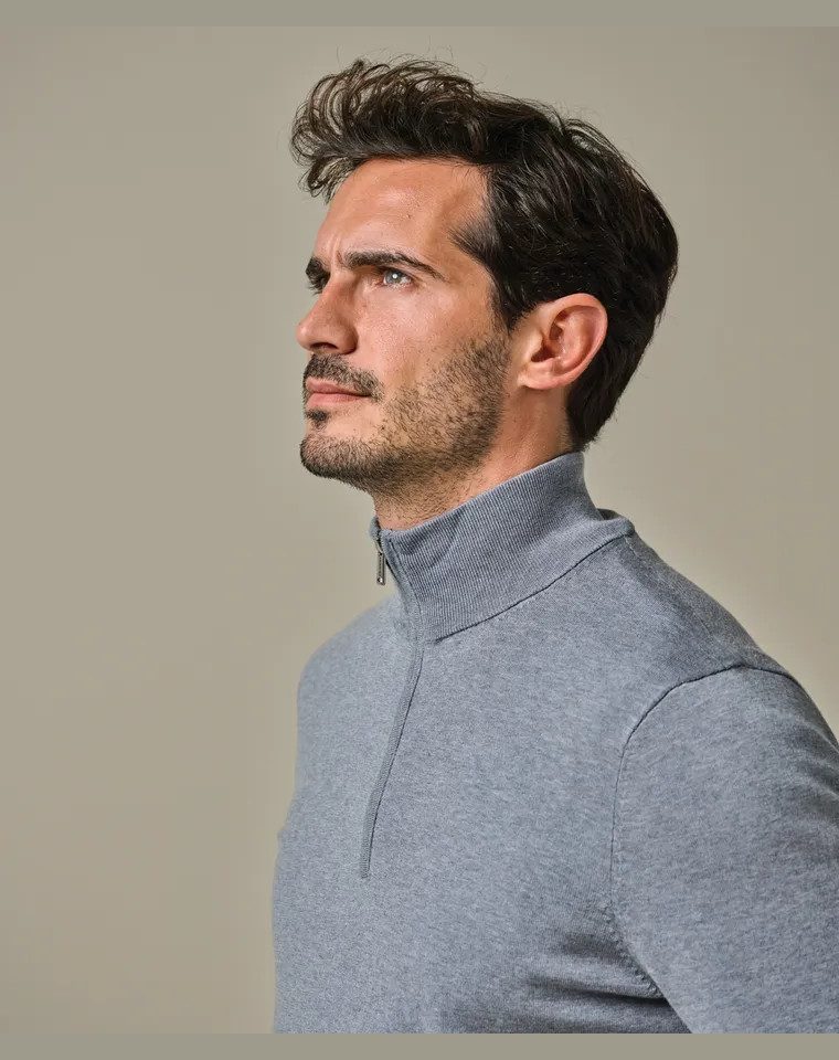Profuomo Troyer PULLOVER HALF ZIP LS BLUE