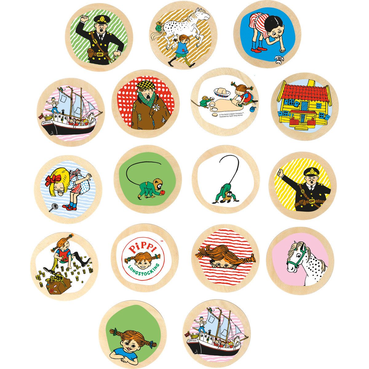 Pippi Langstrumpf Lernspielzeug Memory Unisex Kinder, Gesellschaftsspiel, Familienspiel, Lernspiel, Strategiespiel