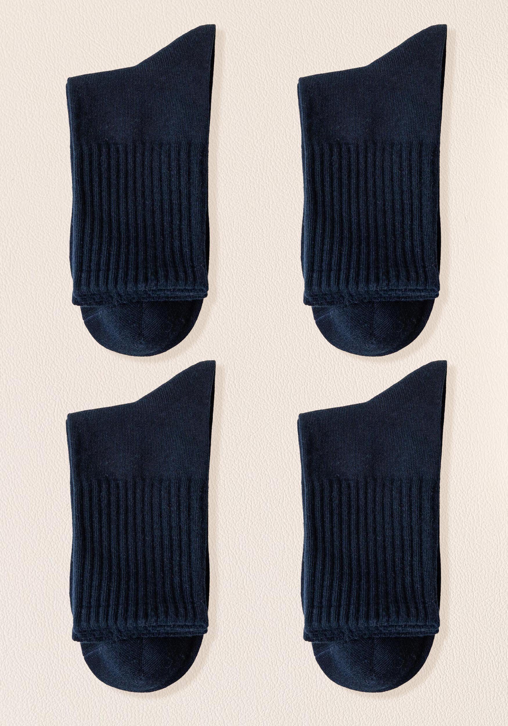 MAGICSHE Basicsocken 100% Baumwolle Basicsocken (8-Paar) mit Einfarbig für Herren Navy blau
