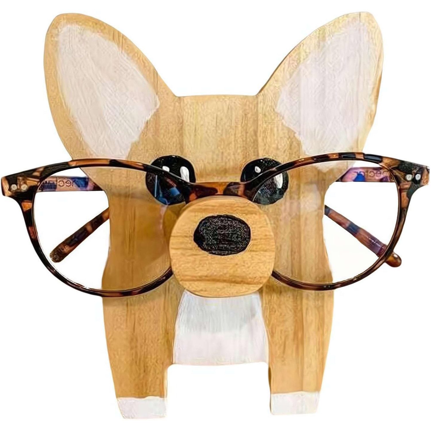 Refttenw Organizer Sonnenbrille Brillenhalter Lustig Hund Corgi Brillenhalter Holz, Niedliche praktische Brillenregal für Gläser, Brillen