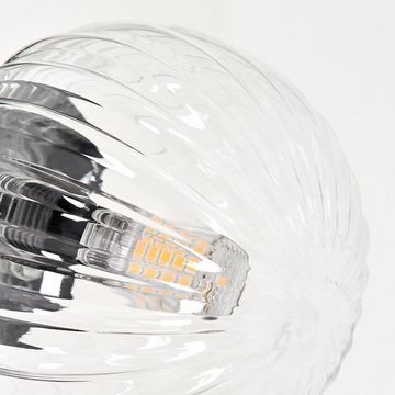 hofstein Stehlampe Stehlampe aus Metall/Riffelglas in Schwarz/Klar, ohne Leuchtmittel, Leuchte mit Glasschirmen(10cm, 12cm),Schalter,6xG9, ohne Leuchtmittel