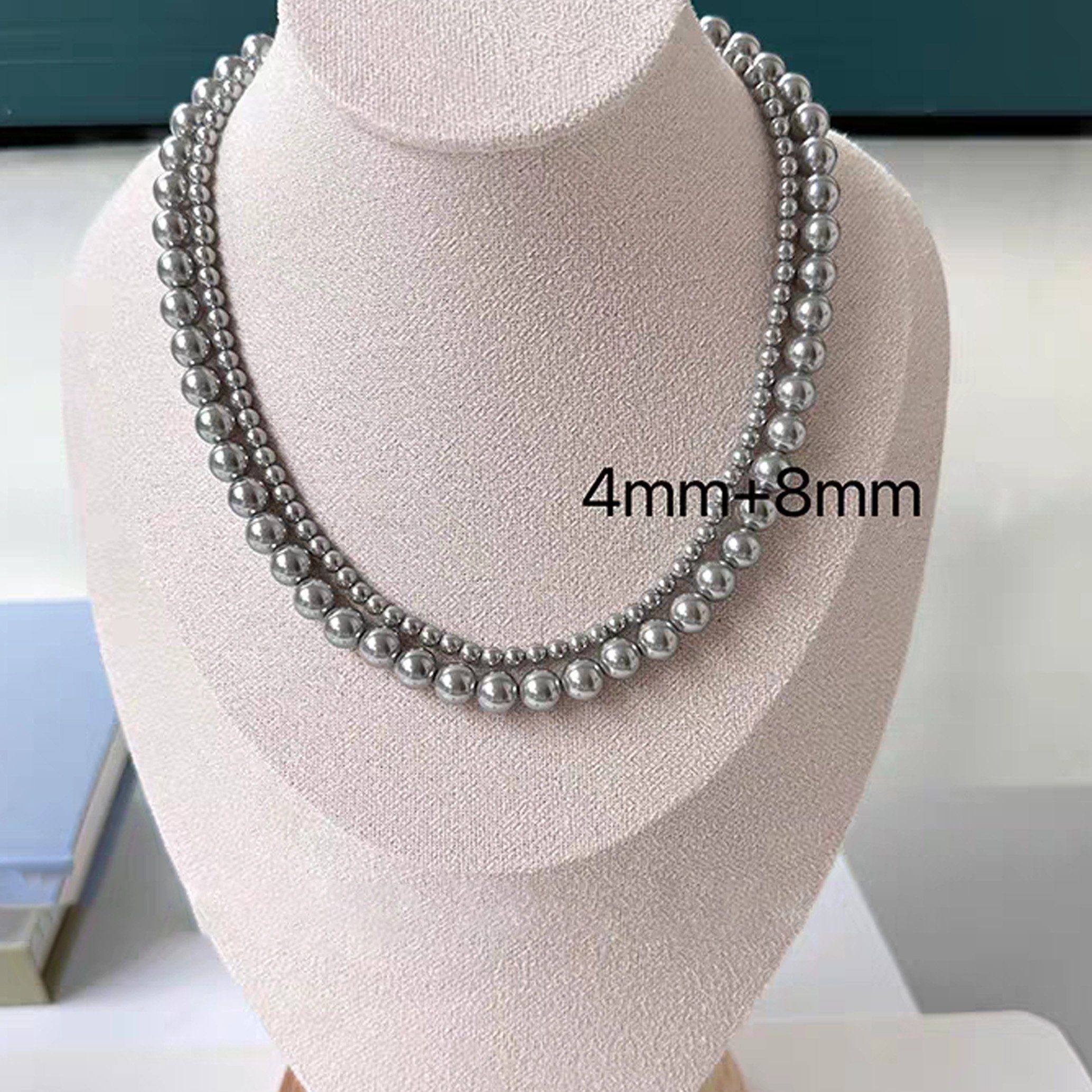 GOLDEN Perlenkette Kristall Perlen Halskette, Classic Swarovski + 5cm Halskette, Halskette Choker Pearl 40cm