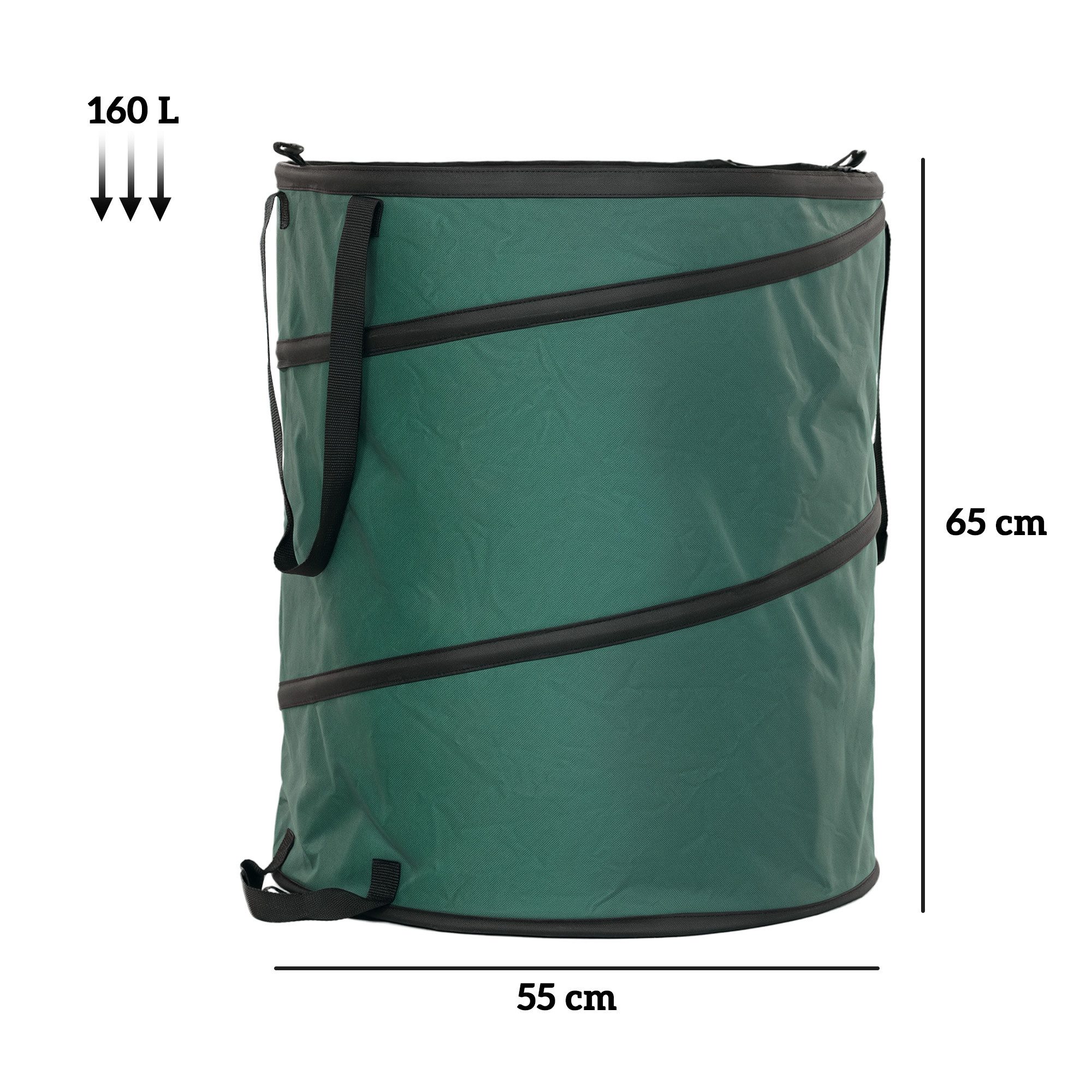 Outsunny Müllsack 2x160L, wasserdicht, mit Griffe, selbststehend, Pop-up-Design, faltbar, UV-beständig