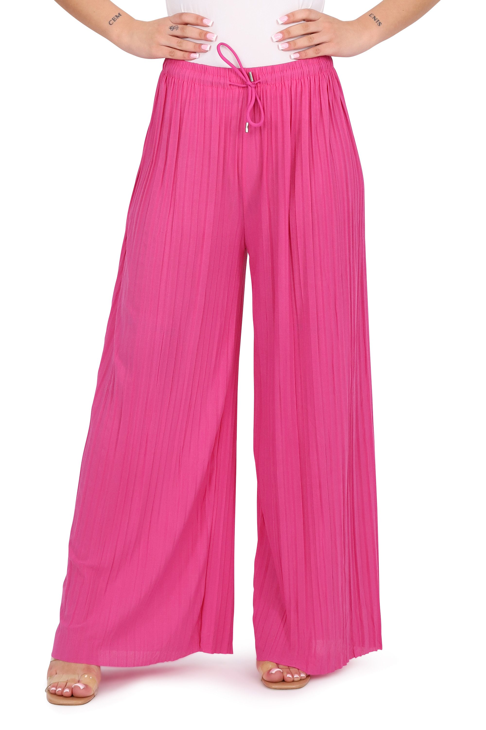 malito more than fashion Palazzohose Damen Plissee-Hose 883 Plissee Schlupfhose mit elastischem Bund 883