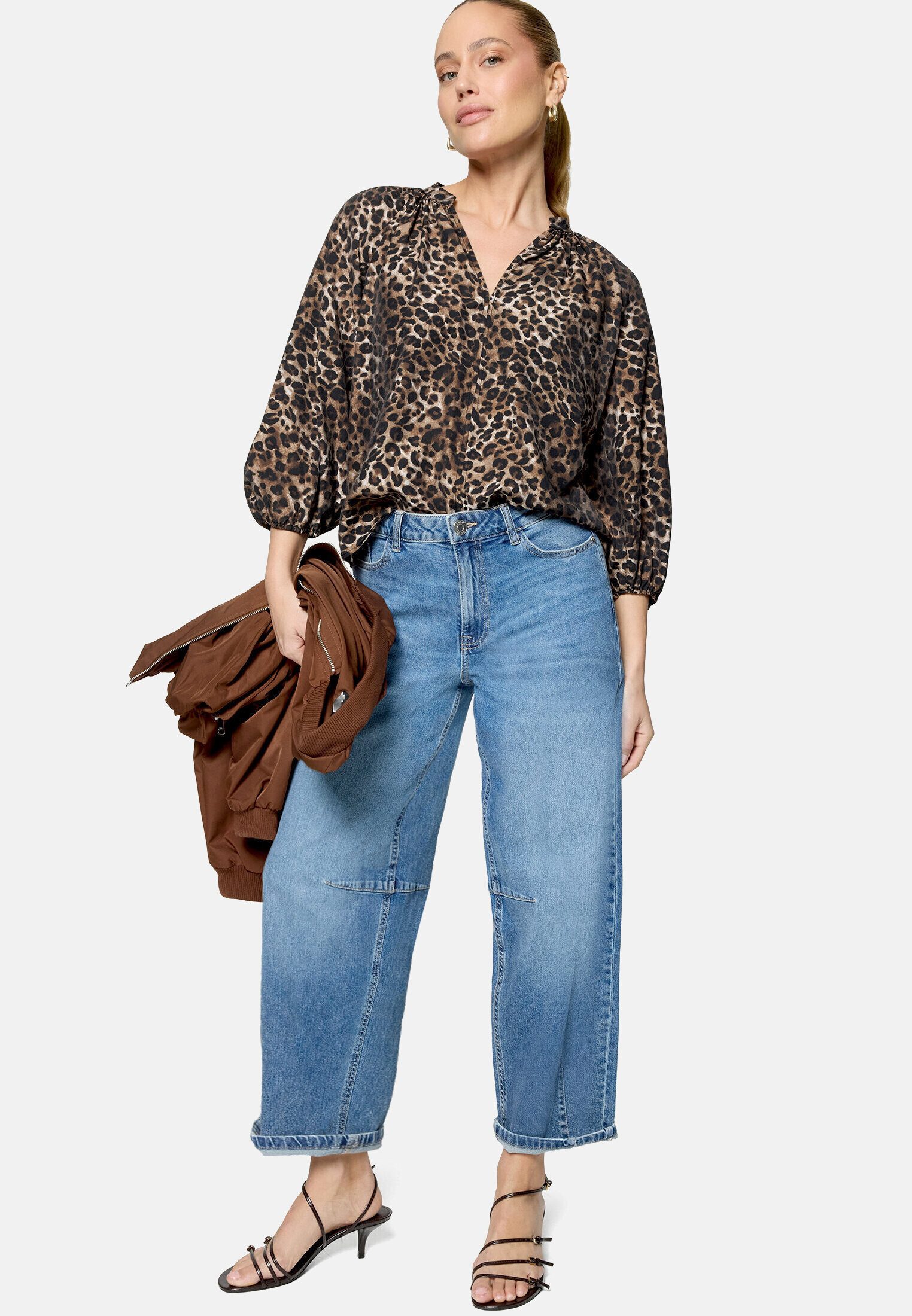 Zero Schlupfbluse Damen mit Leoprint