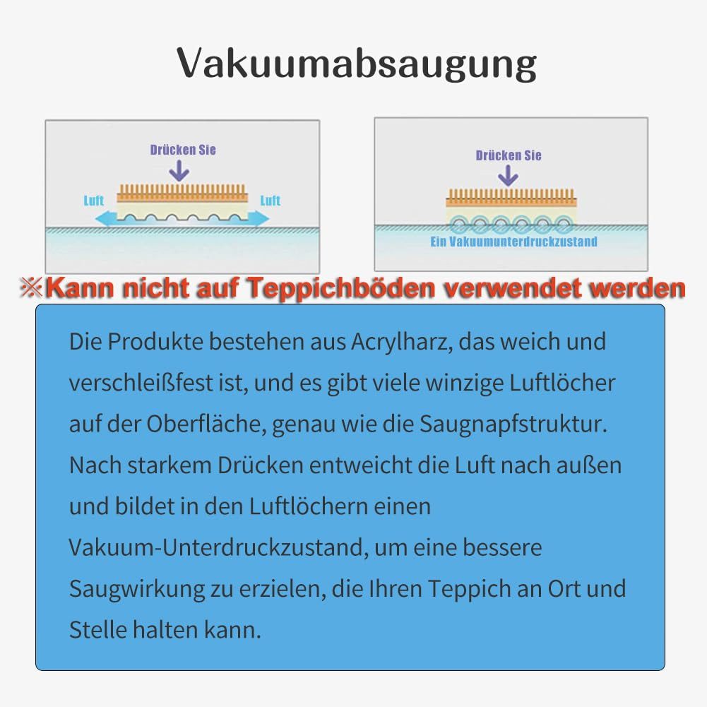 Diwzbyn Antirutsch Teppichunterlage Rutschfester und waschbarer Greifer Vacuum Tech – Neue Materialien, (4-St), zum Schutz vor Kräuseln; halten Sie Ihren Teppich an Ort und Stelle