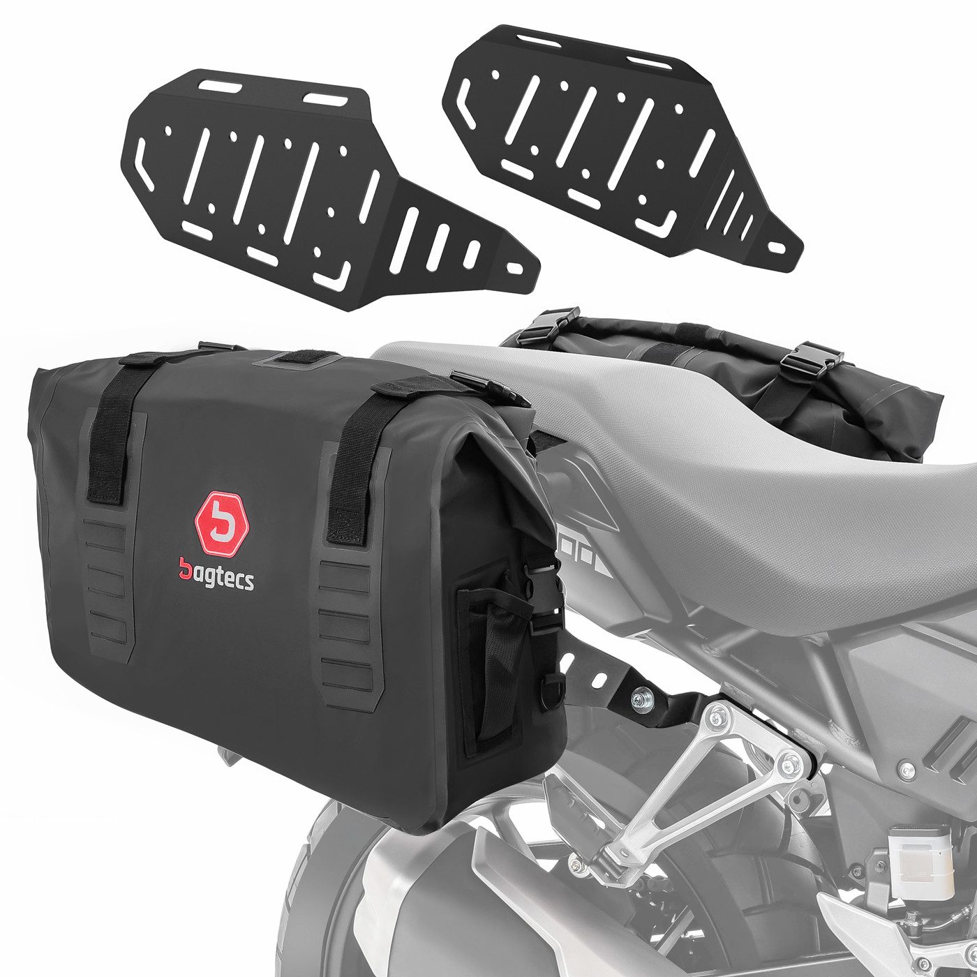 Bagtecs Reisetasche Set Satteltaschen WD1 + Seitenträger passend für Honda NX 500 24-26 #