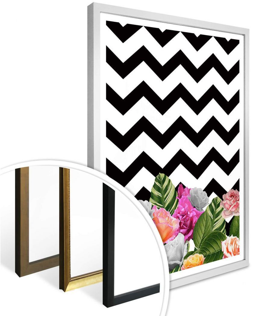 Poster St) Chevron Floral, Schriftzug Wall-Art (1