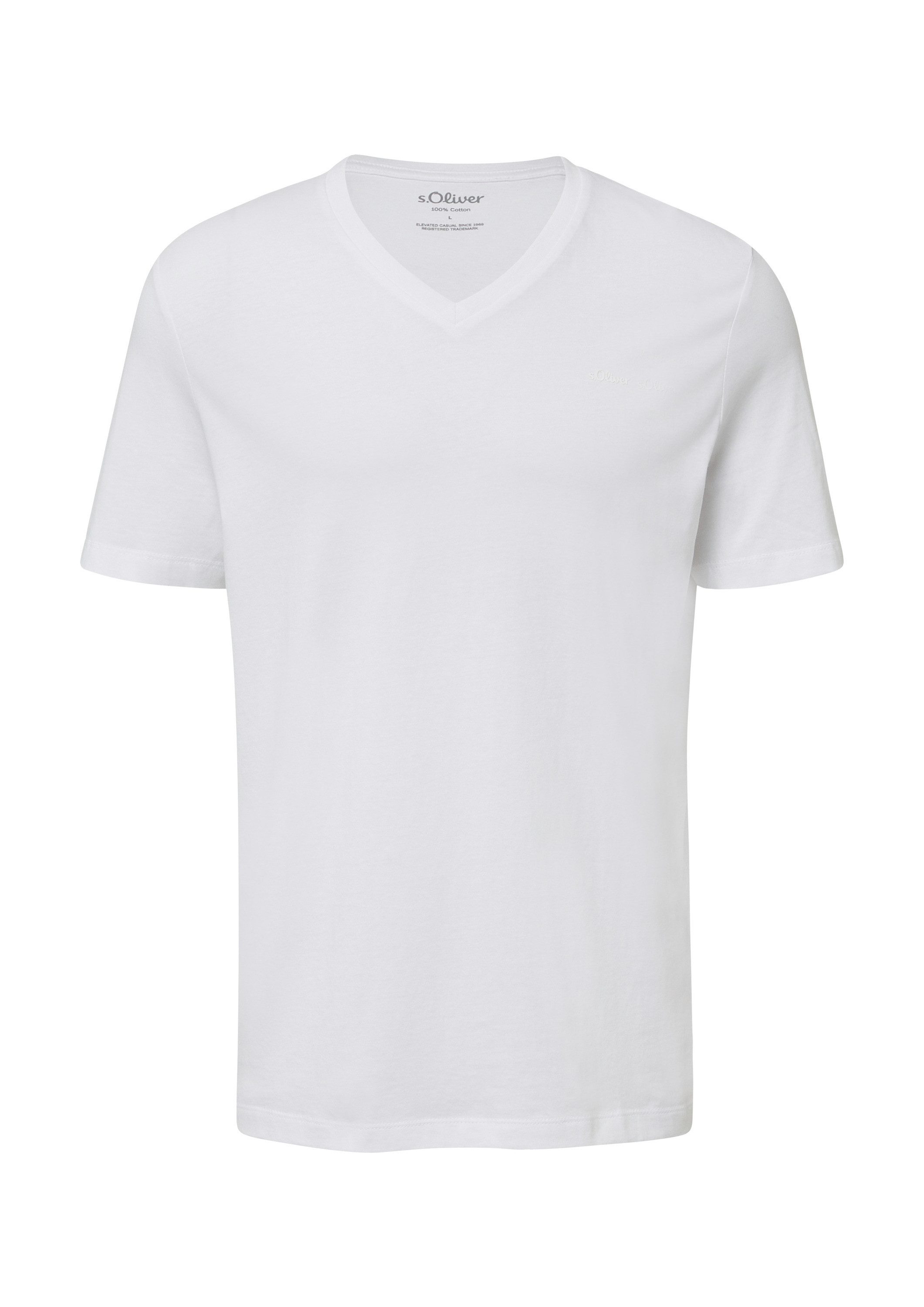 s.Oliver Kurzarmshirt T-Shirt Baumwoll-T-Shirt mit V-Ausschnitt günstig online kaufen