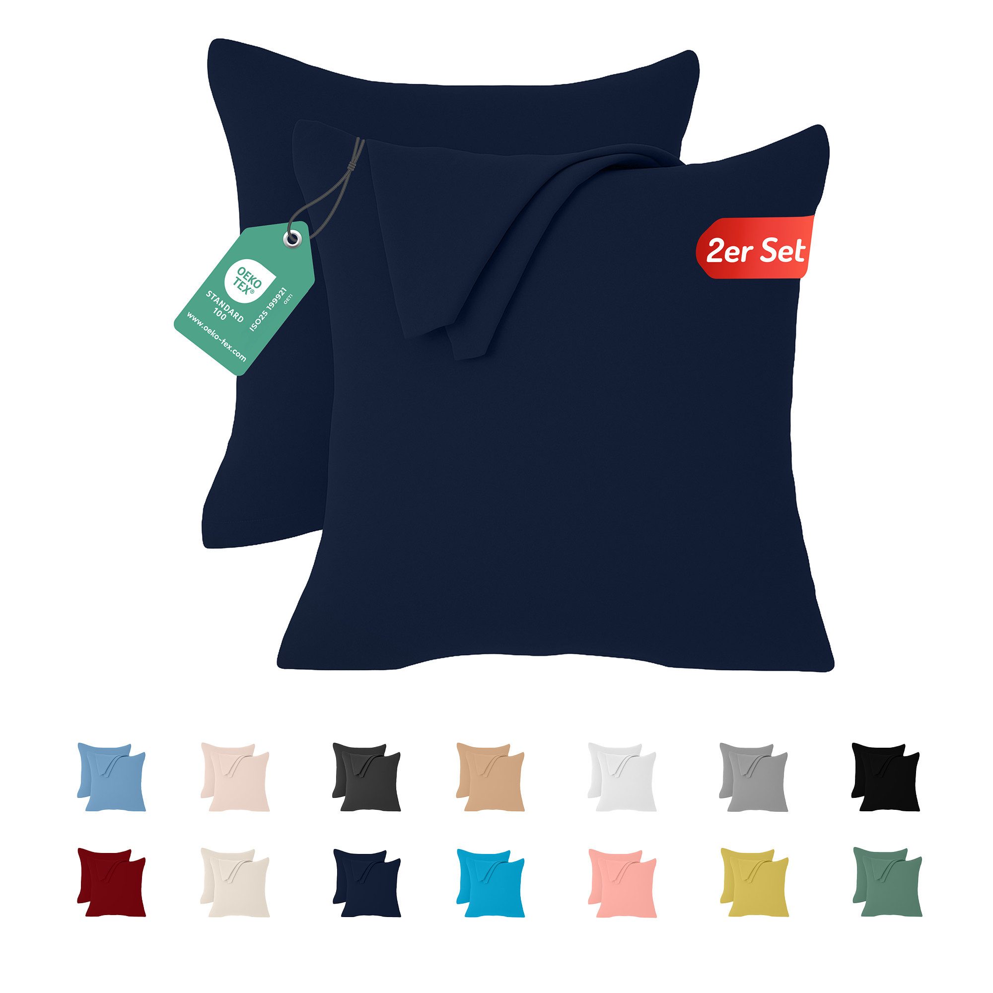 livessa Kissenbezug 2er Set Kissenbezug - Verdeckter Reißverschluss - Kopfk günstig online kaufen