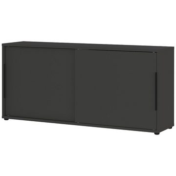 Lomadox Aktenschrank MEMPHIS-01 160cm breit, graphit mit Metallgriffen, 2 Schiebetüren