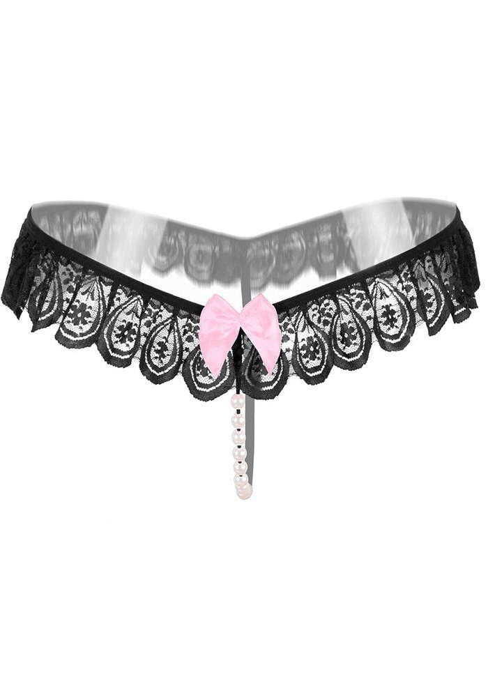 Lovolotti String-Ouvert Sexy Unterhose String Tanga Slip LO-L22 transparente String mit Perlen Panty Nachtwäsche Reizwäsche Sexy Unterwäsche Durchsichtig