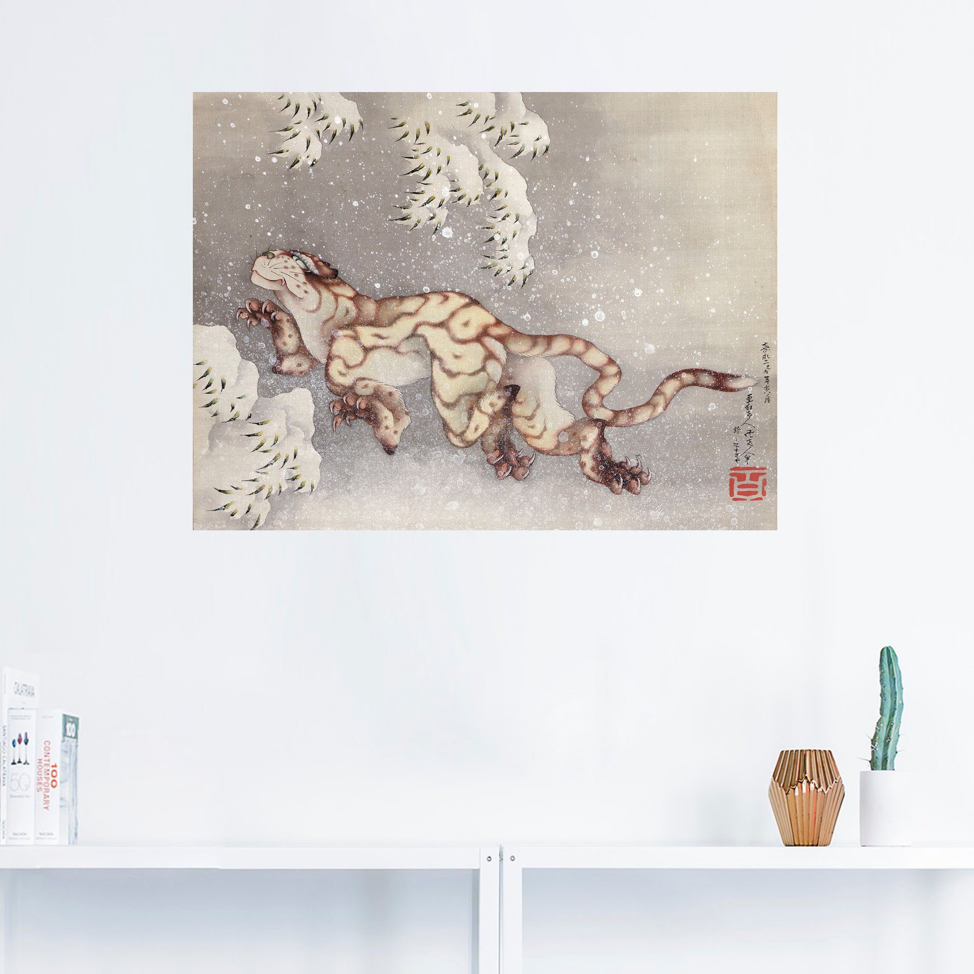 Artland Wandbild »Tiger in einem Schneesturm. Edo-Zeit«, Wildtiere (1 Stück), in vielen Größen & Produktarten -Leinwandbild, Poster, Wandaufkleber / Wandtattoo auch für Badezimmer geeignet-HomeTrends