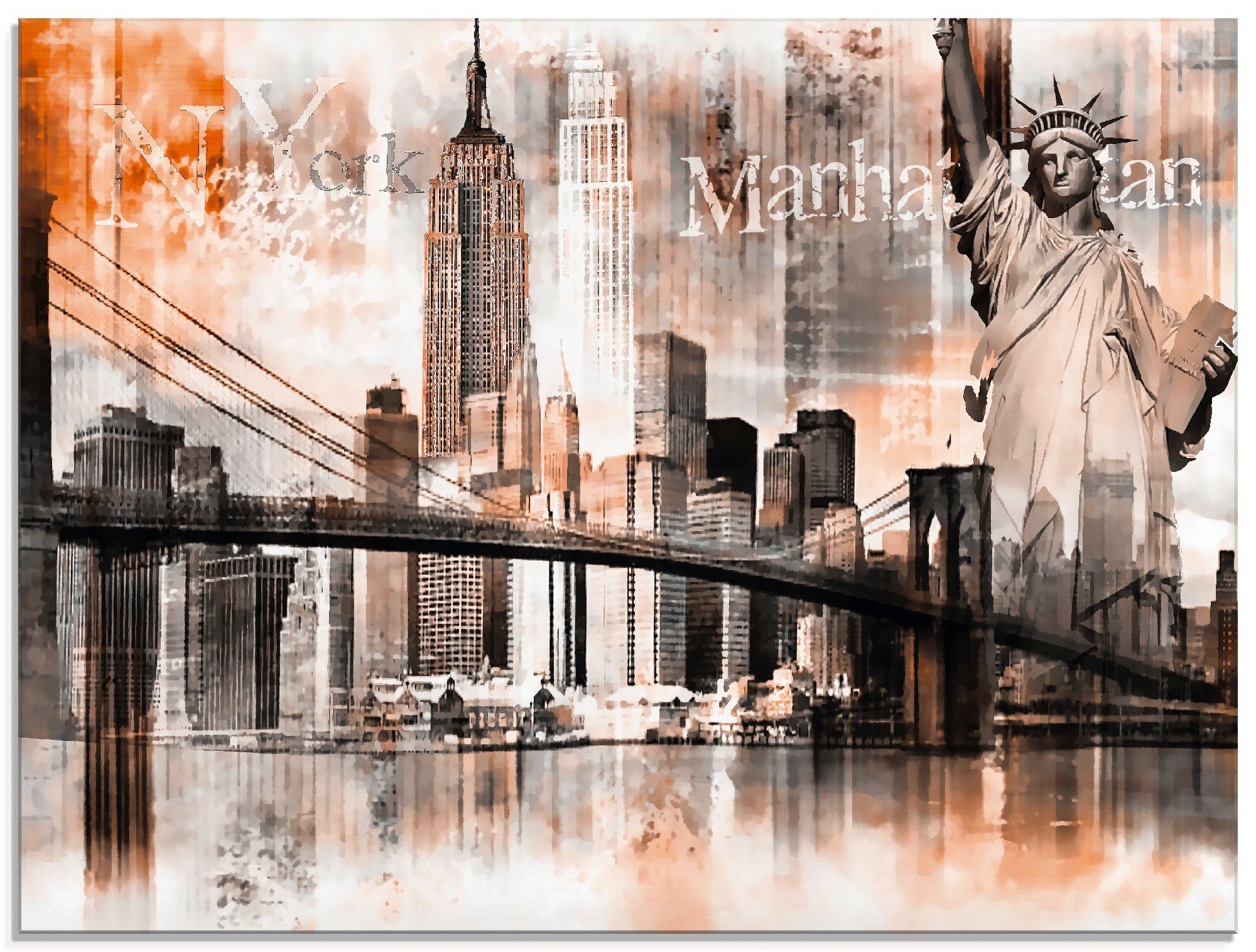 Artland Glasbild New York Skyline Collage V, Amerika (1 St), in verschiedenen Größen
