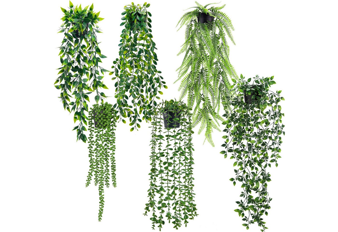 Kunstpflanze 6-teiliges Set künstlicher Eukalyptus-Hängeranken, Diwzbyn, – Künstliche Hängepflanzen im Topf